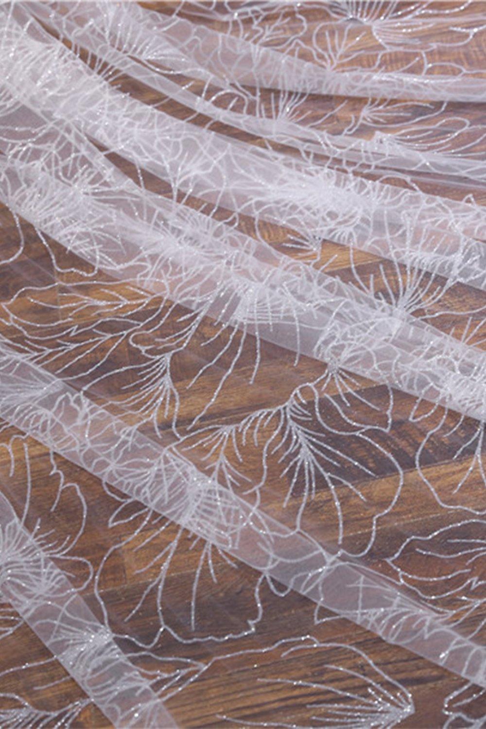 One-tier Cut Edge Tulle Cathedral Veils with Glitter Powder CV0363 - COCOMELODY