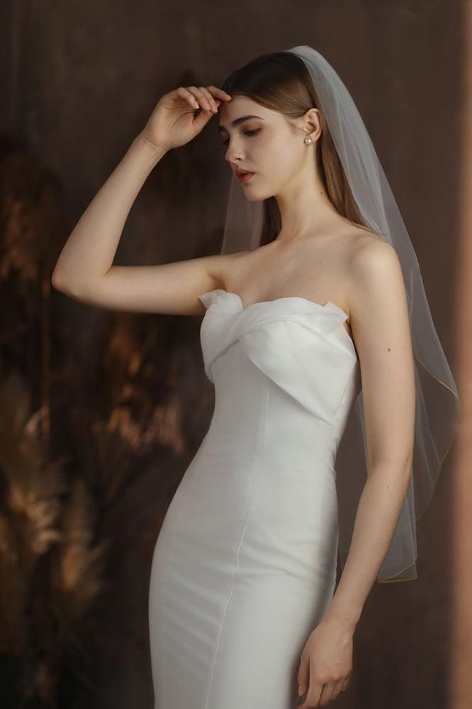 One-tier Pencil Edge Tulle Waist Veils with CV0375 - COCOMELODY