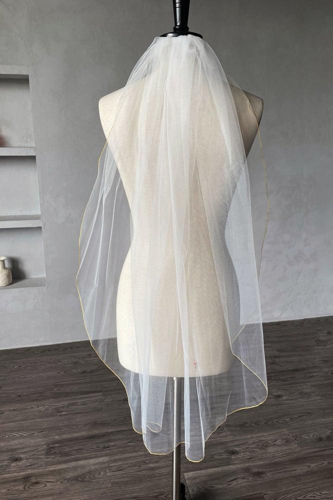 One-tier Pencil Edge Tulle Waist Veils with CV0375