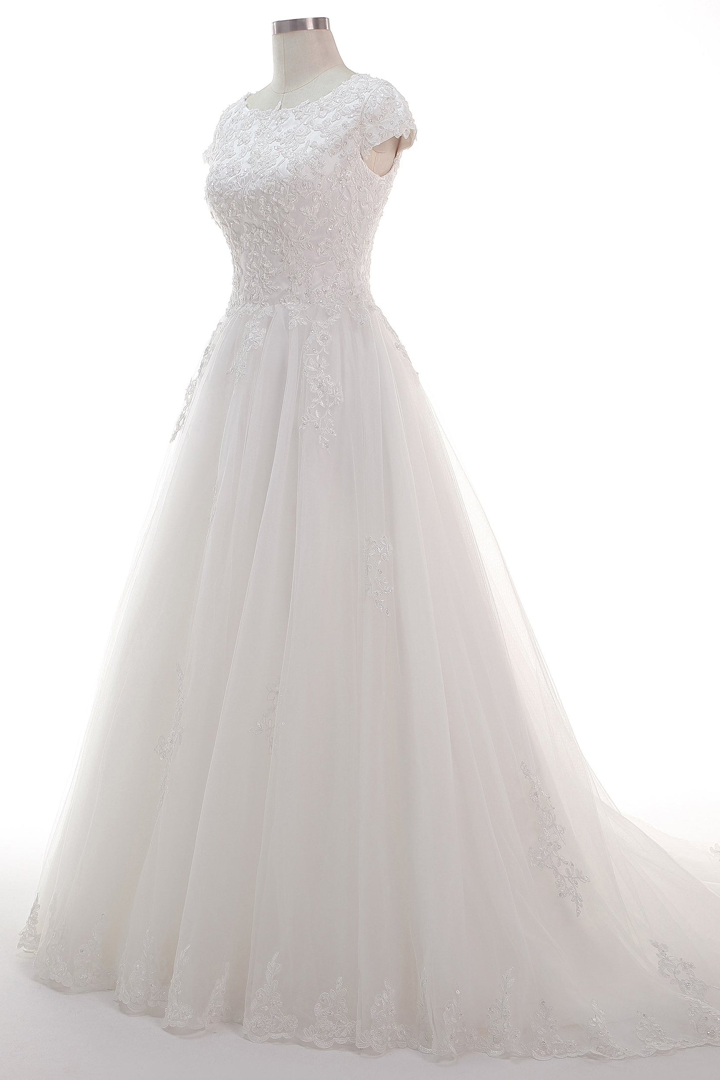 A-Line Court Train Tulle Lace Wedding Dress CW2453