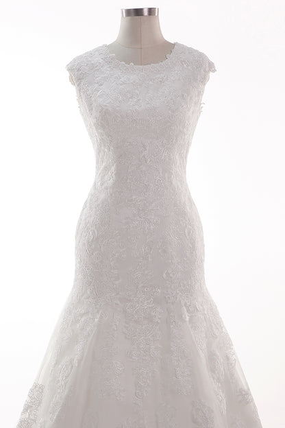 Trumpet-Mermaid Chapel Train Tulle Lace Wedding Dress CW2454