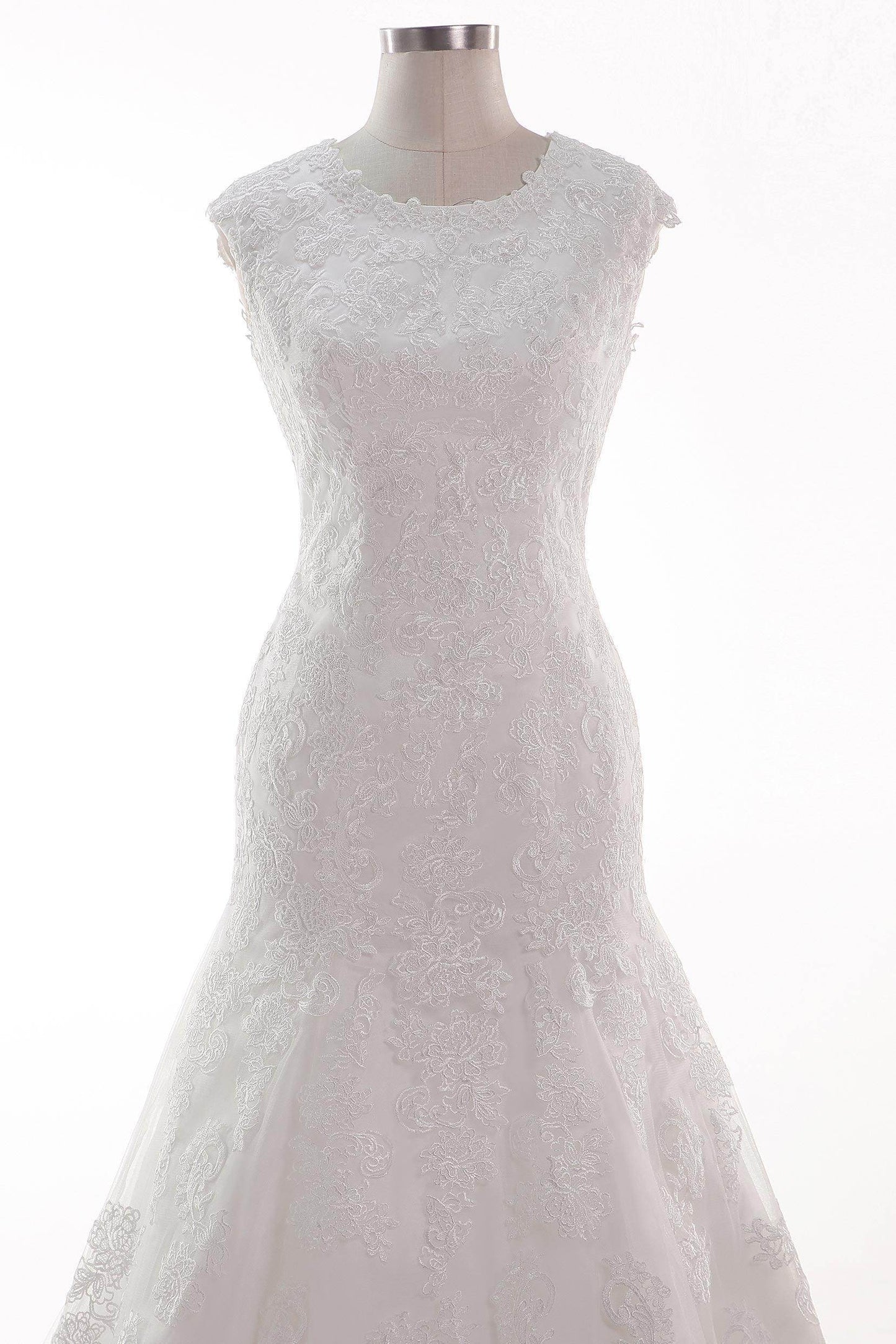 Trumpet-Mermaid Chapel Train Tulle Lace Wedding Dress CW2454 - COCOMELODY