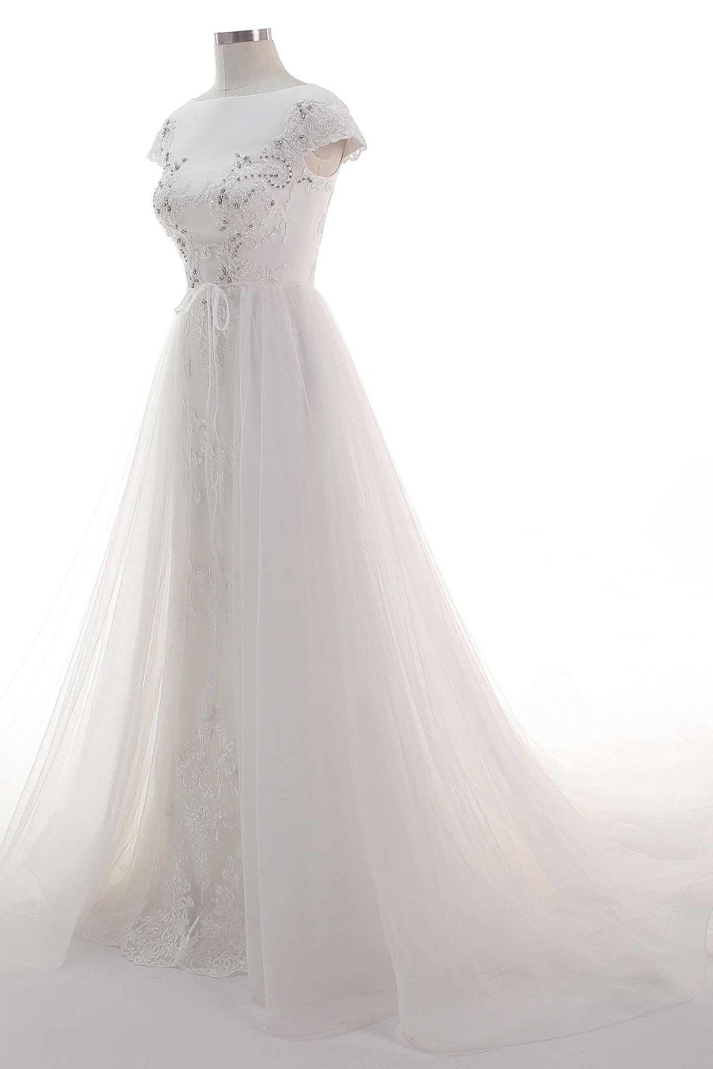 A-Line Court Train Tulle Wedding Dress CW2456 - COCOMELODY