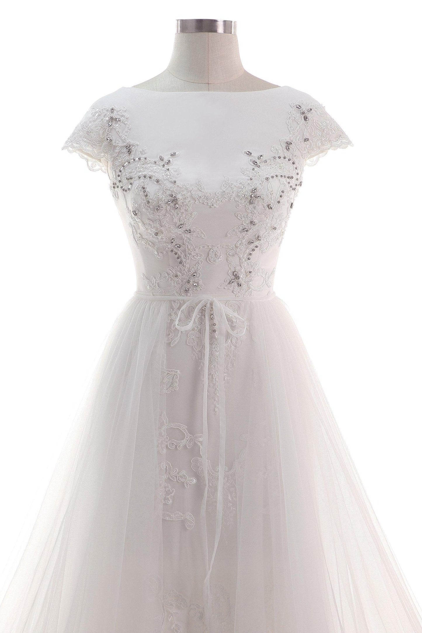 A-Line Court Train Tulle Wedding Dress CW2456 - COCOMELODY
