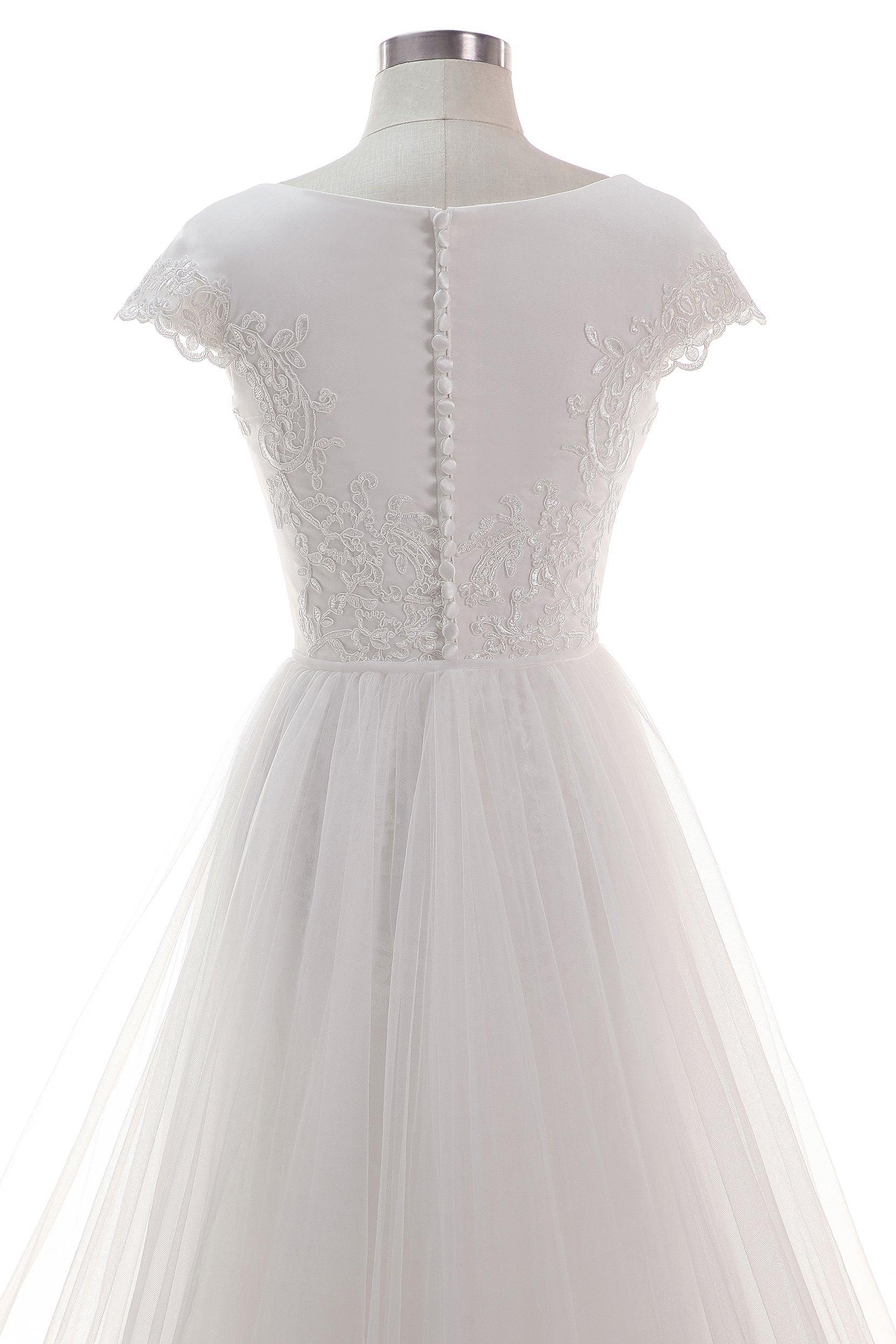 A-Line Court Train Tulle Wedding Dress CW2456 - COCOMELODY