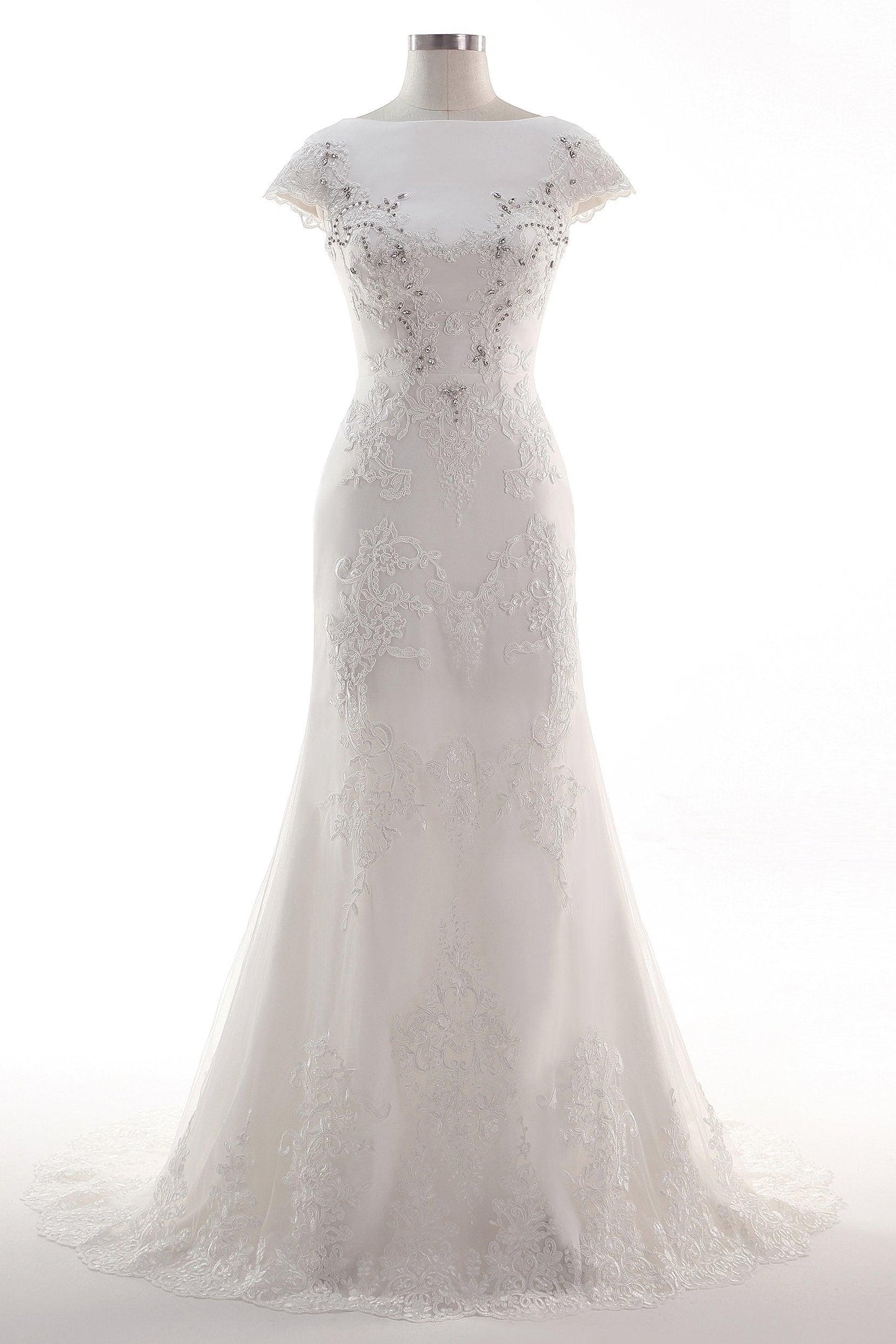A-Line Court Train Tulle Wedding Dress CW2456 - COCOMELODY