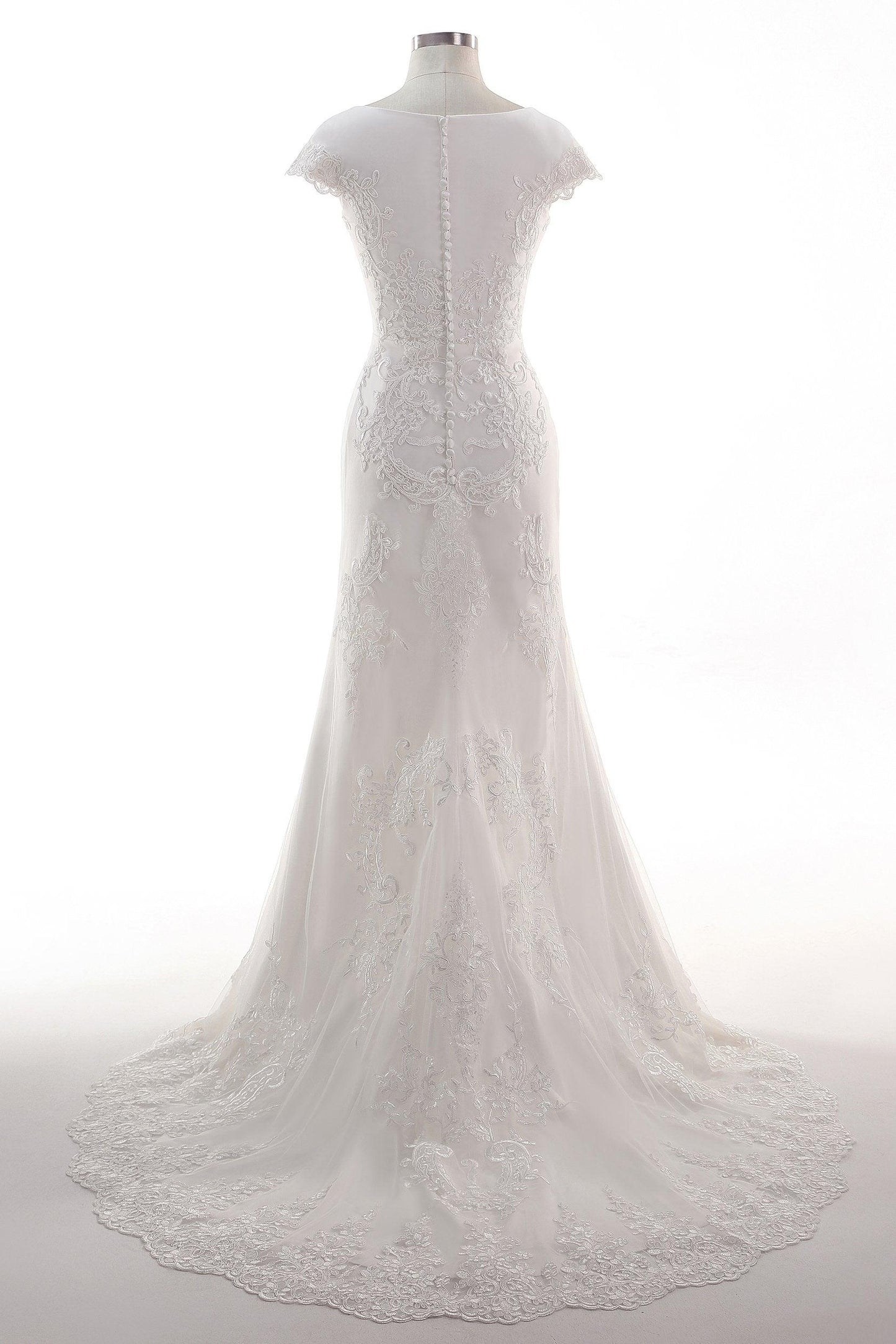 A-Line Court Train Tulle Wedding Dress CW2456 - COCOMELODY