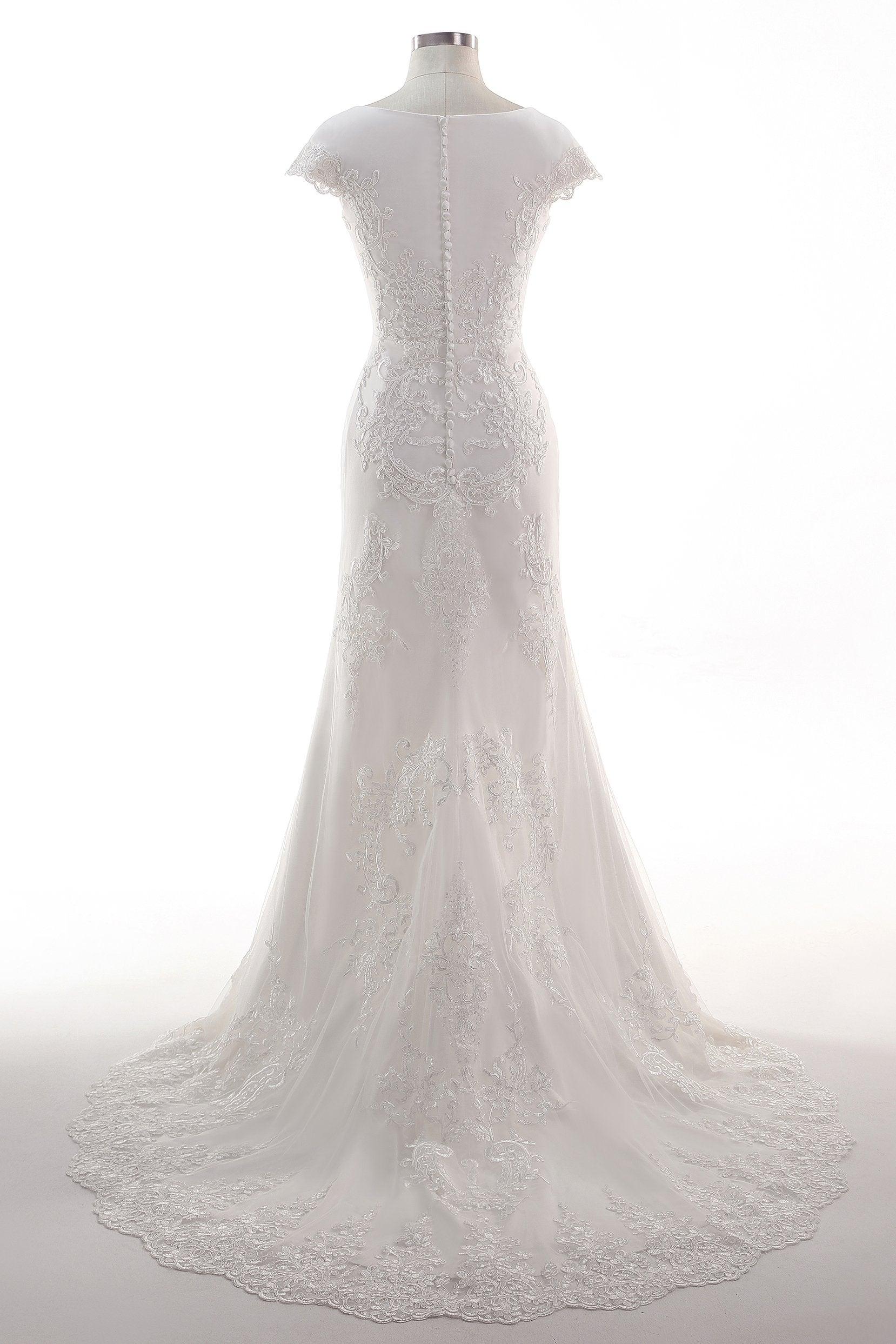 A-Line Court Train Tulle Wedding Dress CW2456 - COCOMELODY