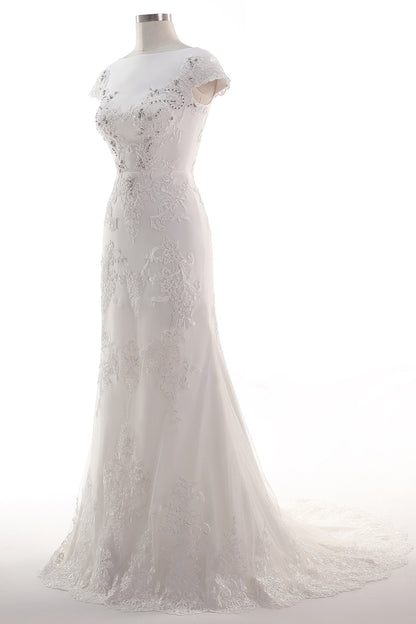 A-Line Court Train Tulle Wedding Dress CW2456