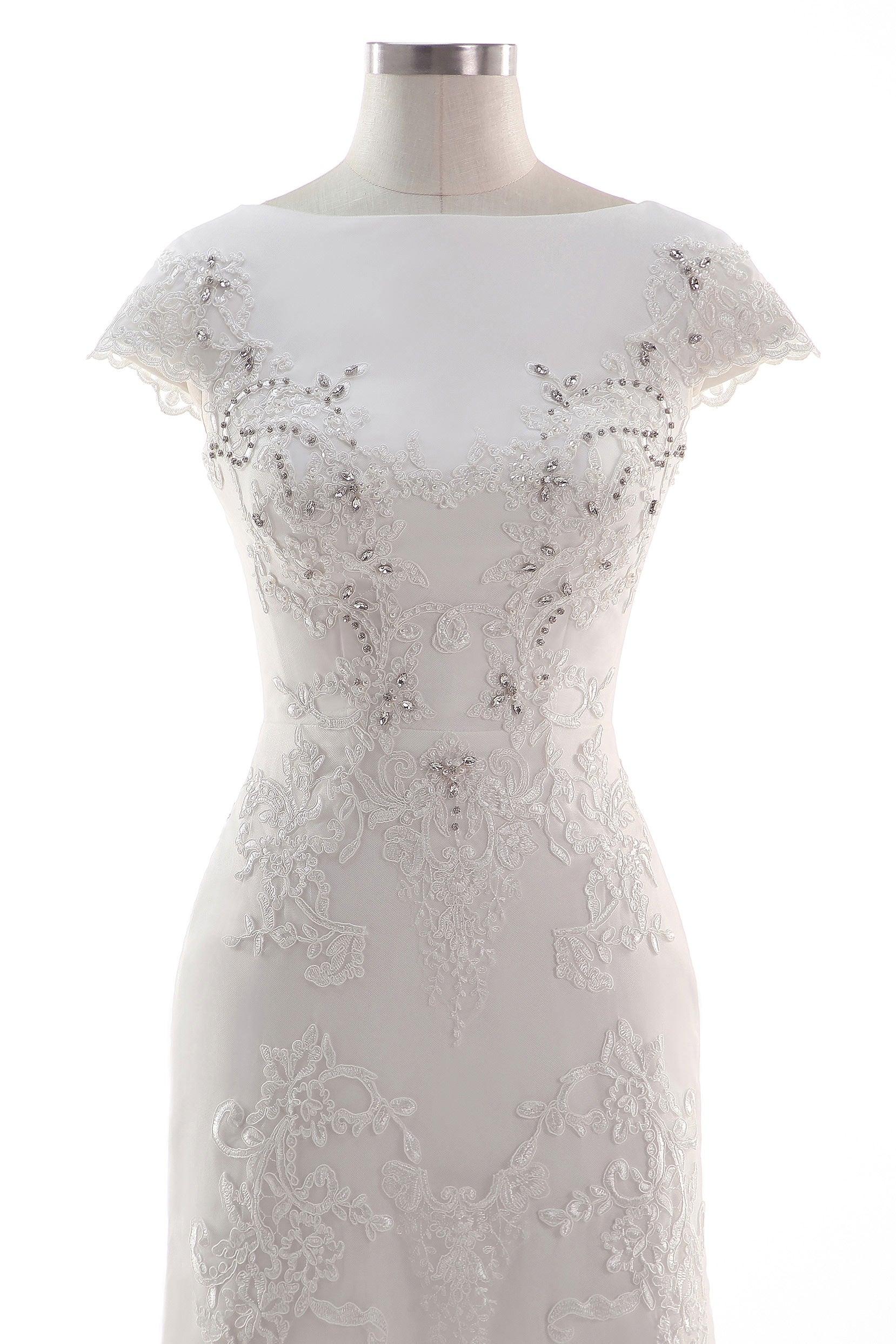 A-Line Court Train Tulle Wedding Dress CW2456 - COCOMELODY