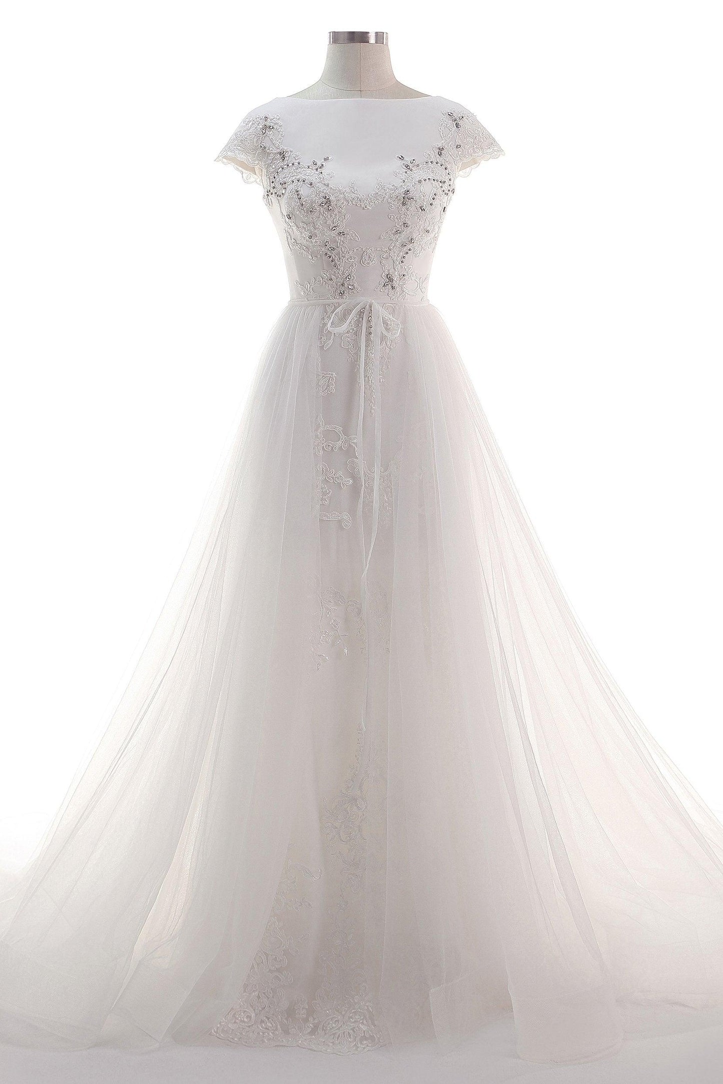 A-Line Court Train Tulle Wedding Dress CW2456