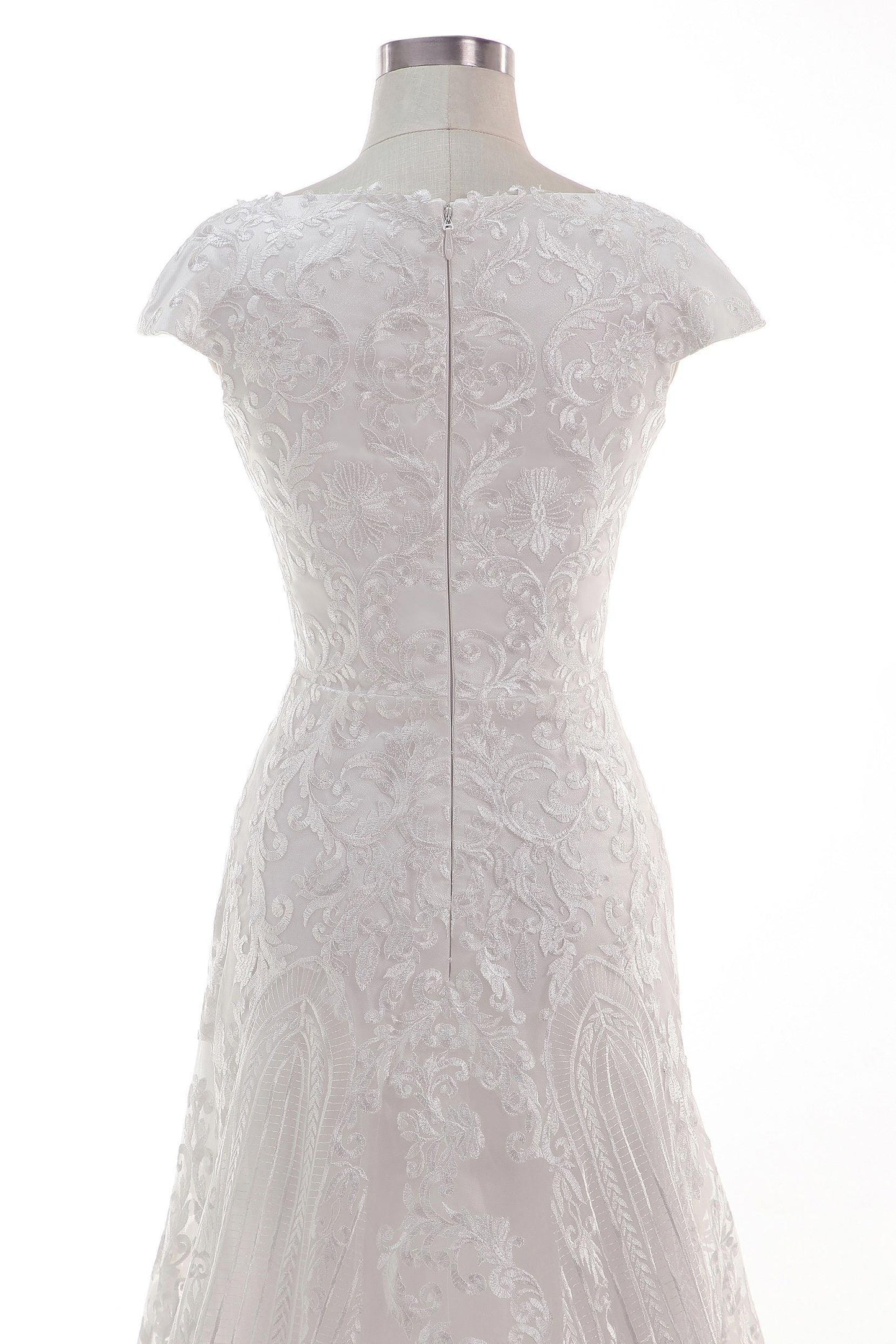 Sheath-Column Sweep Train Tulle Lace Wedding Dress CW2457 - COCOMELODY