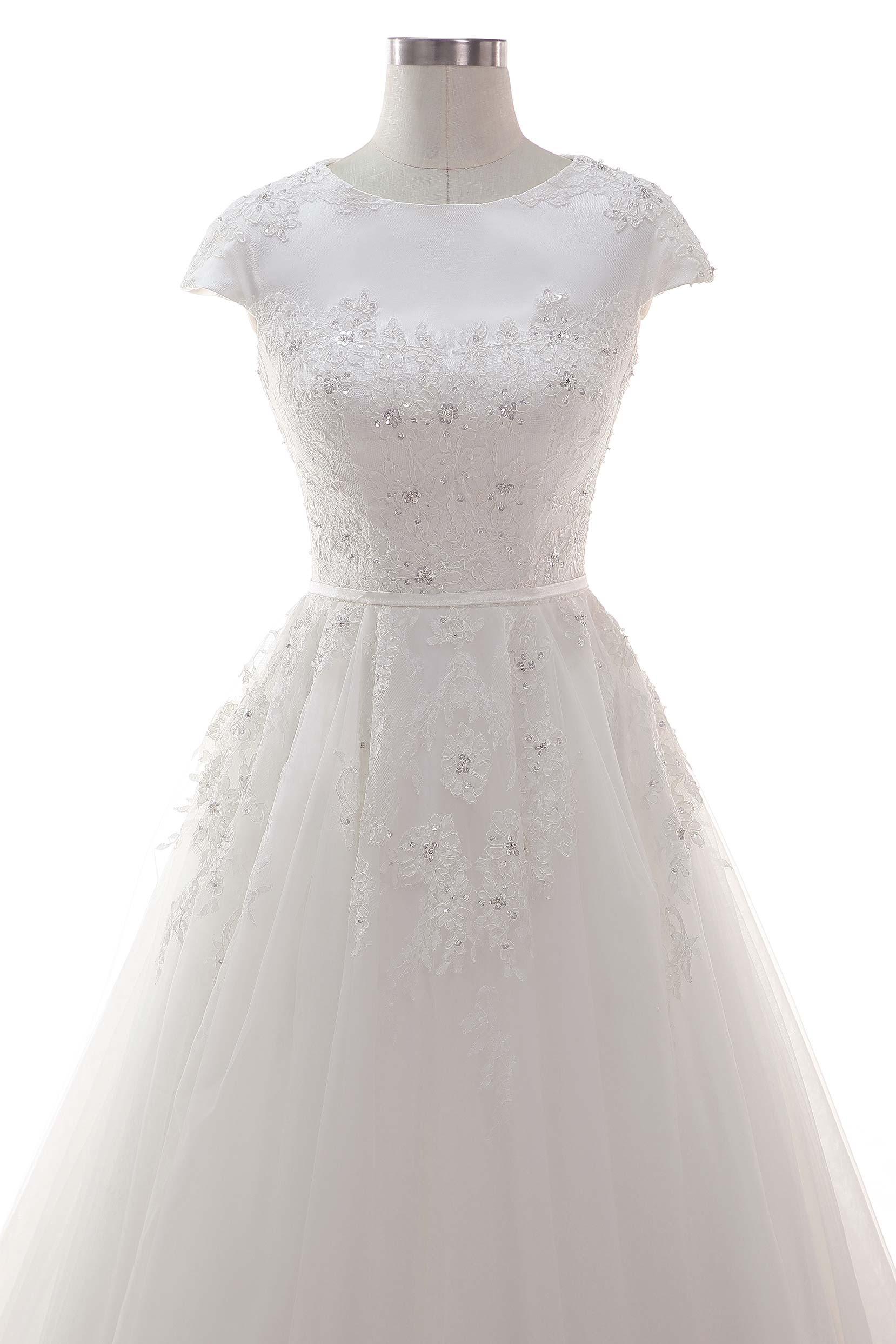 A-Line Court Train Tulle Lace Wedding Dress CW2458 - COCOMELODY