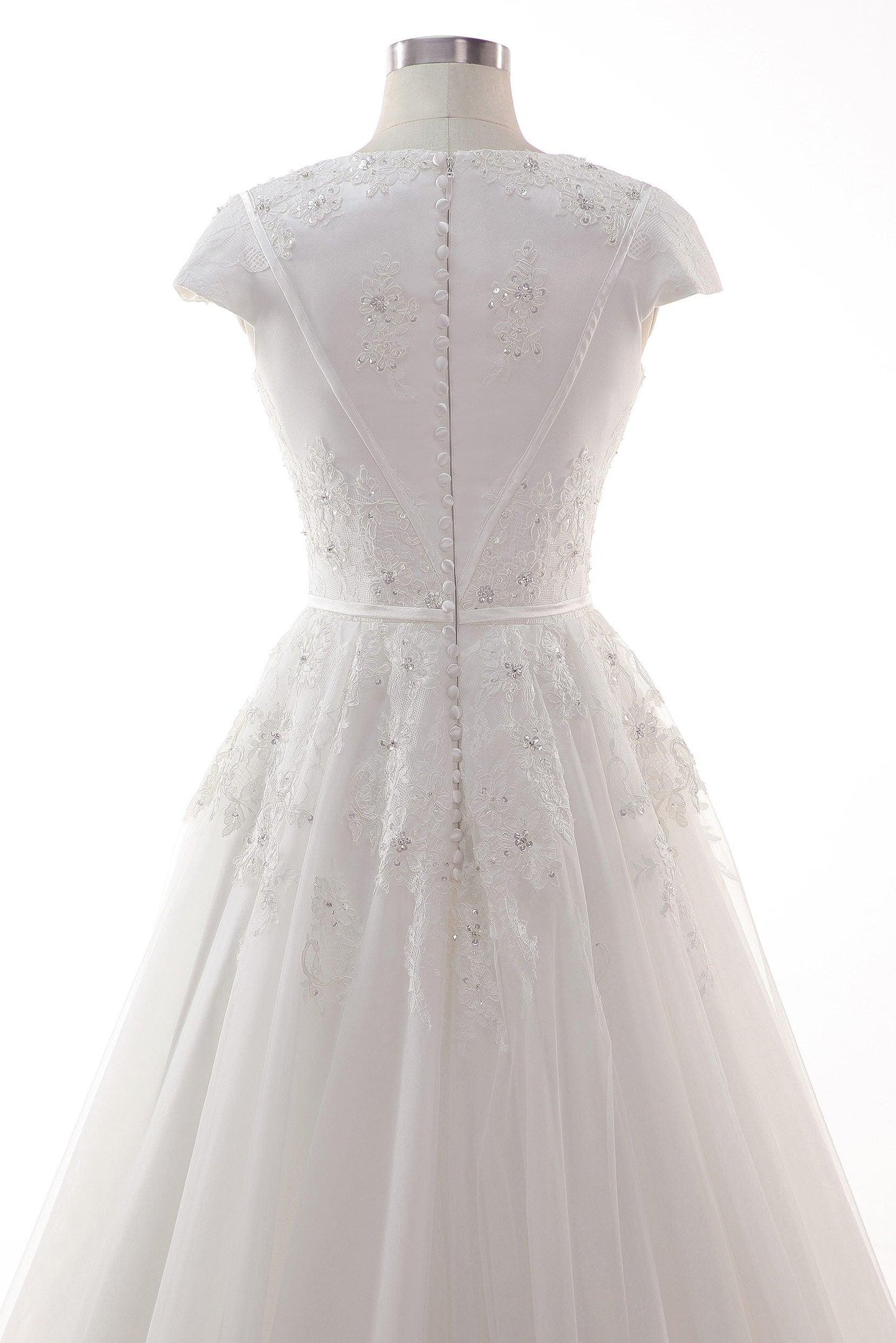 A-Line Court Train Tulle Lace Wedding Dress CW2458 - COCOMELODY
