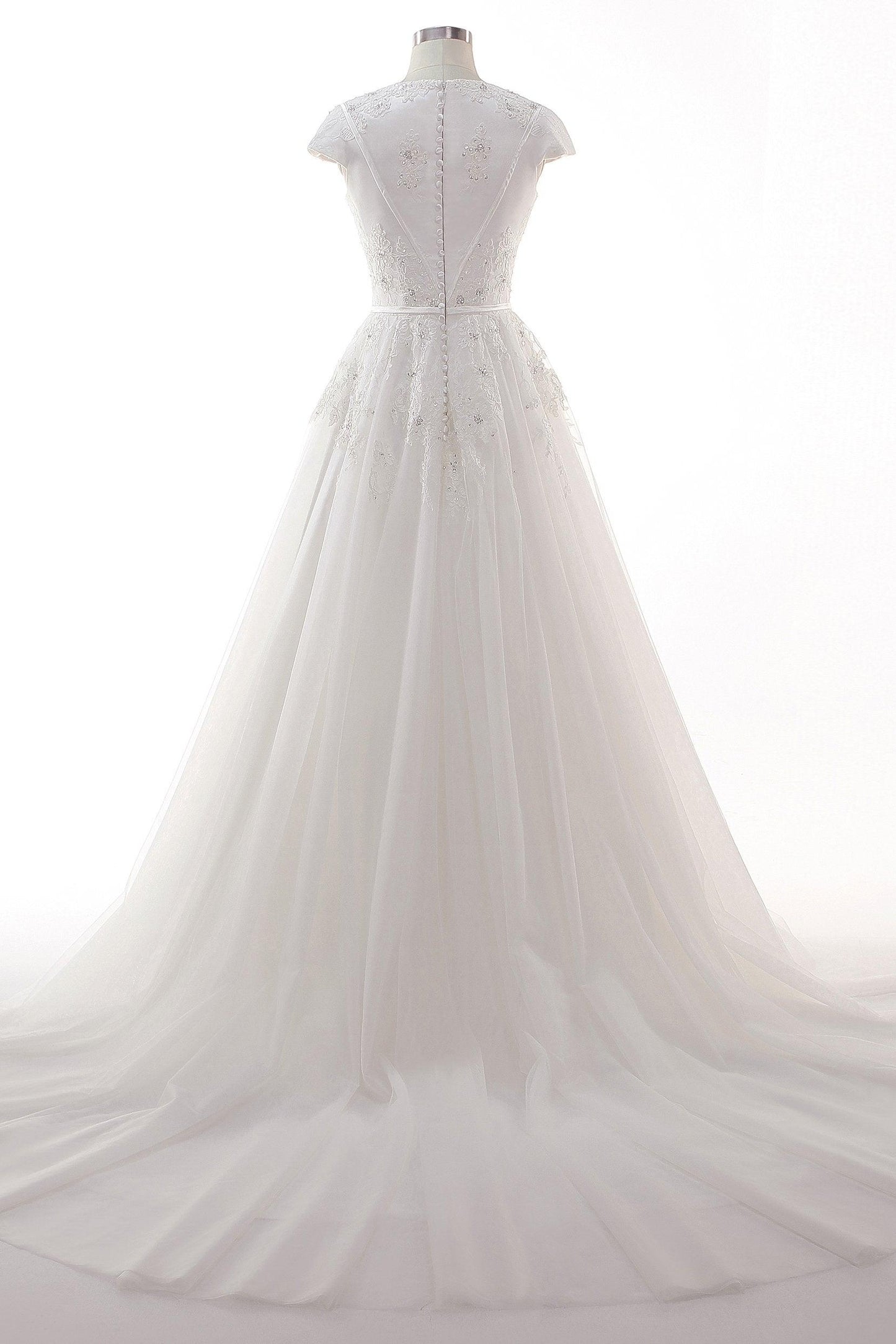 A-Line Court Train Tulle Lace Wedding Dress CW2458