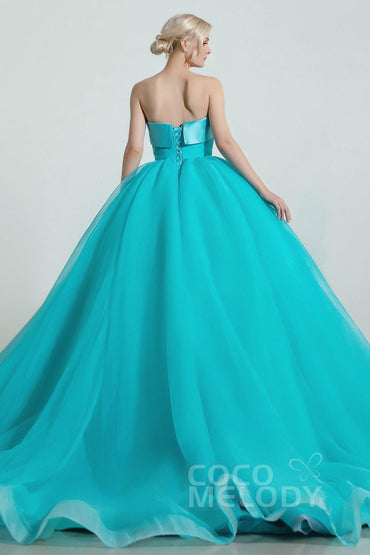 Princess Organza Elastic Satin Wedding Dress CW2097 - COCOMELODY