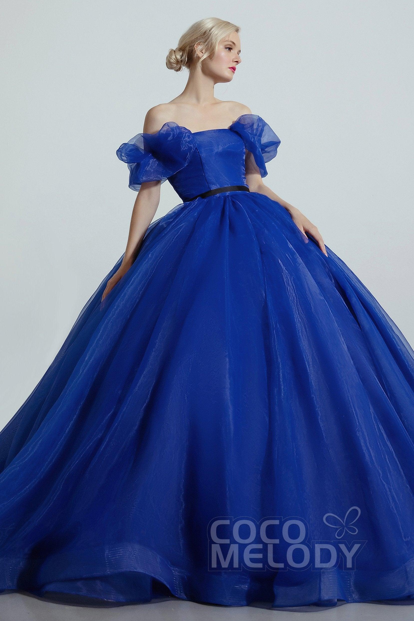 Princess Court Train Organza and Satin Wedding Dress CW2098 - COCOMELODY