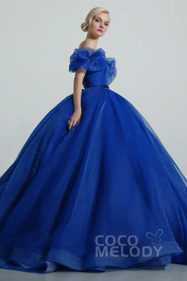 Princess Court Train Organza and Satin Wedding Dress CW2098 - COCOMELODY