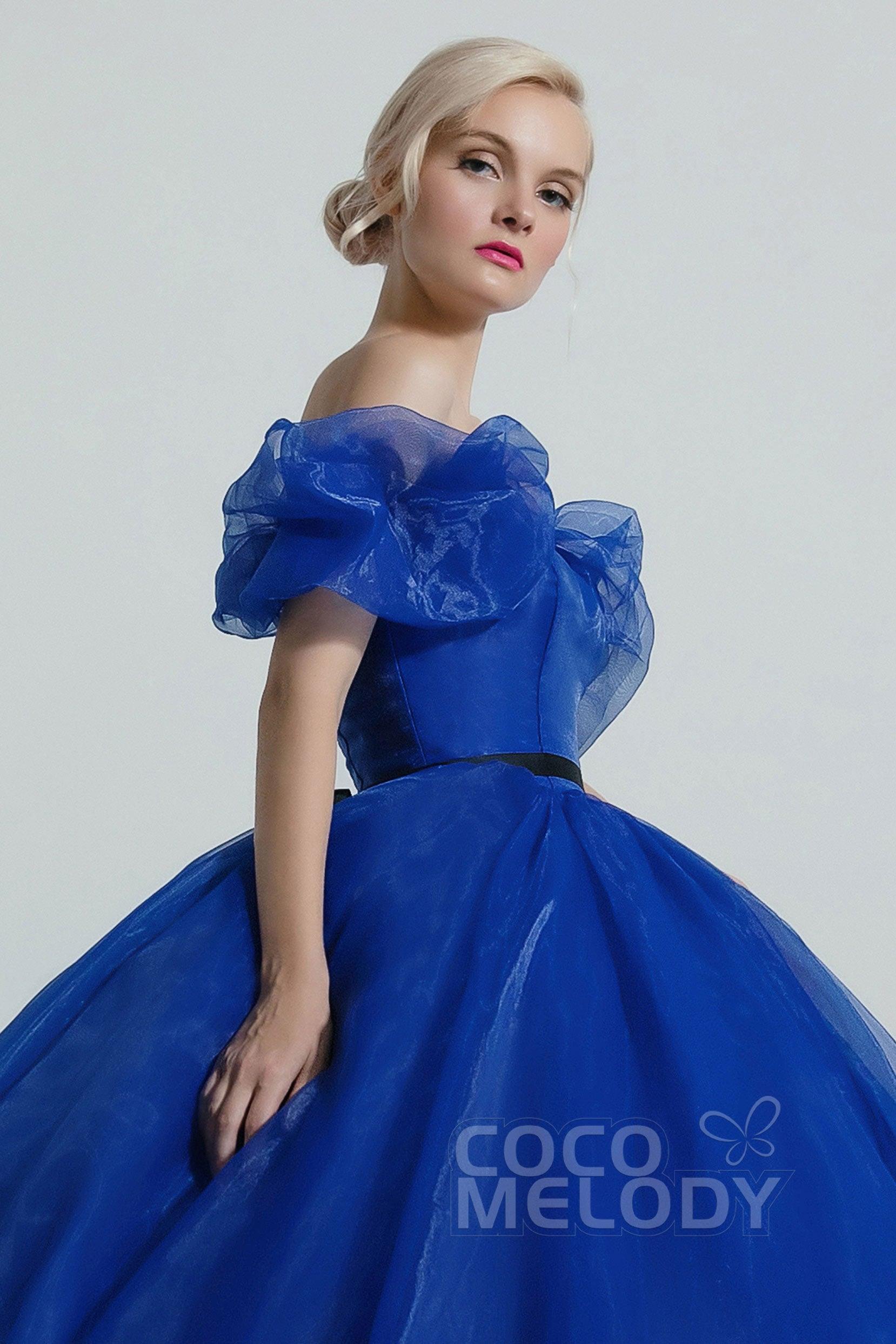 Princess Court Train Organza and Satin Wedding Dress CW2098 - COCOMELODY