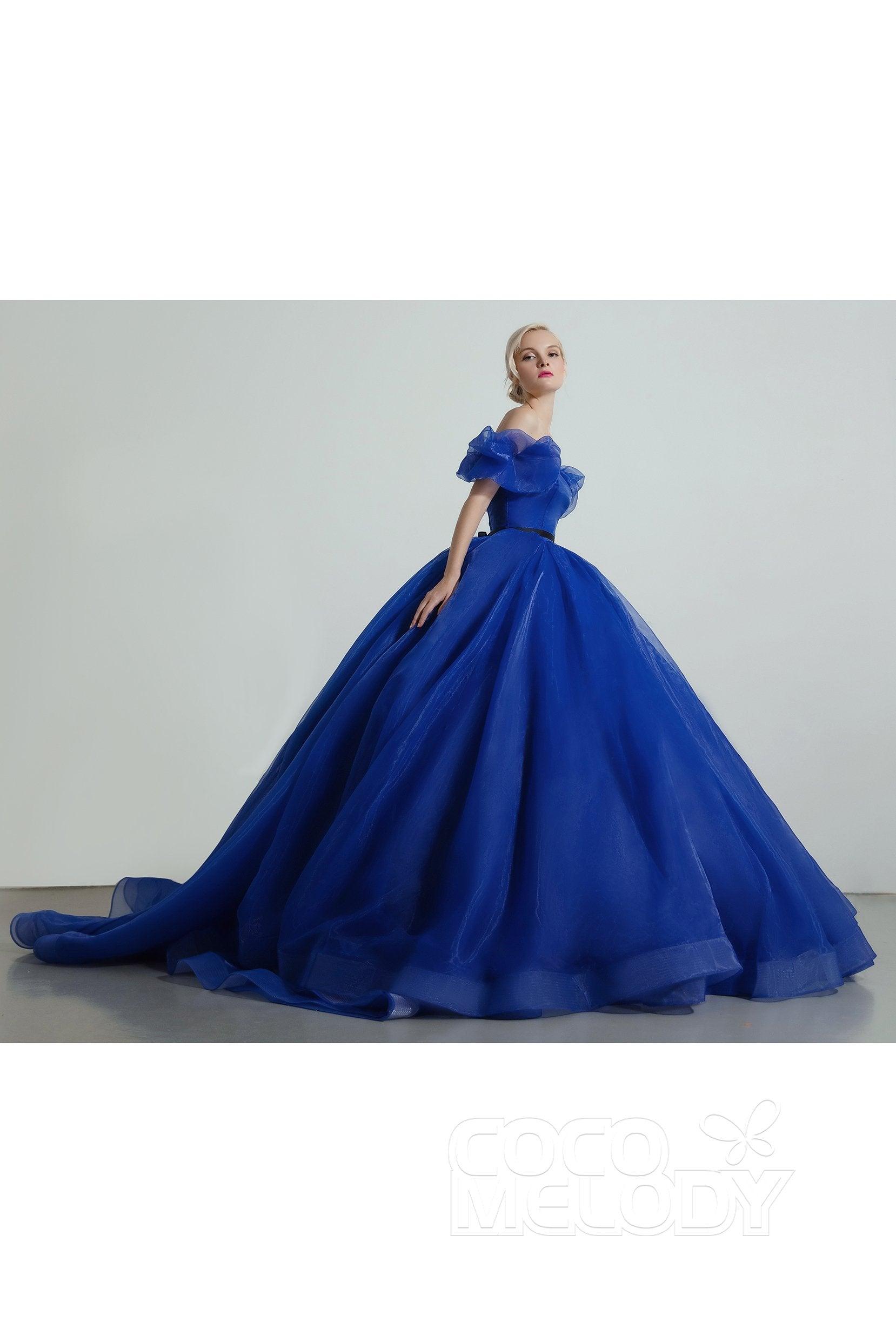 Princess Court Train Organza and Satin Wedding Dress CW2098 - COCOMELODY