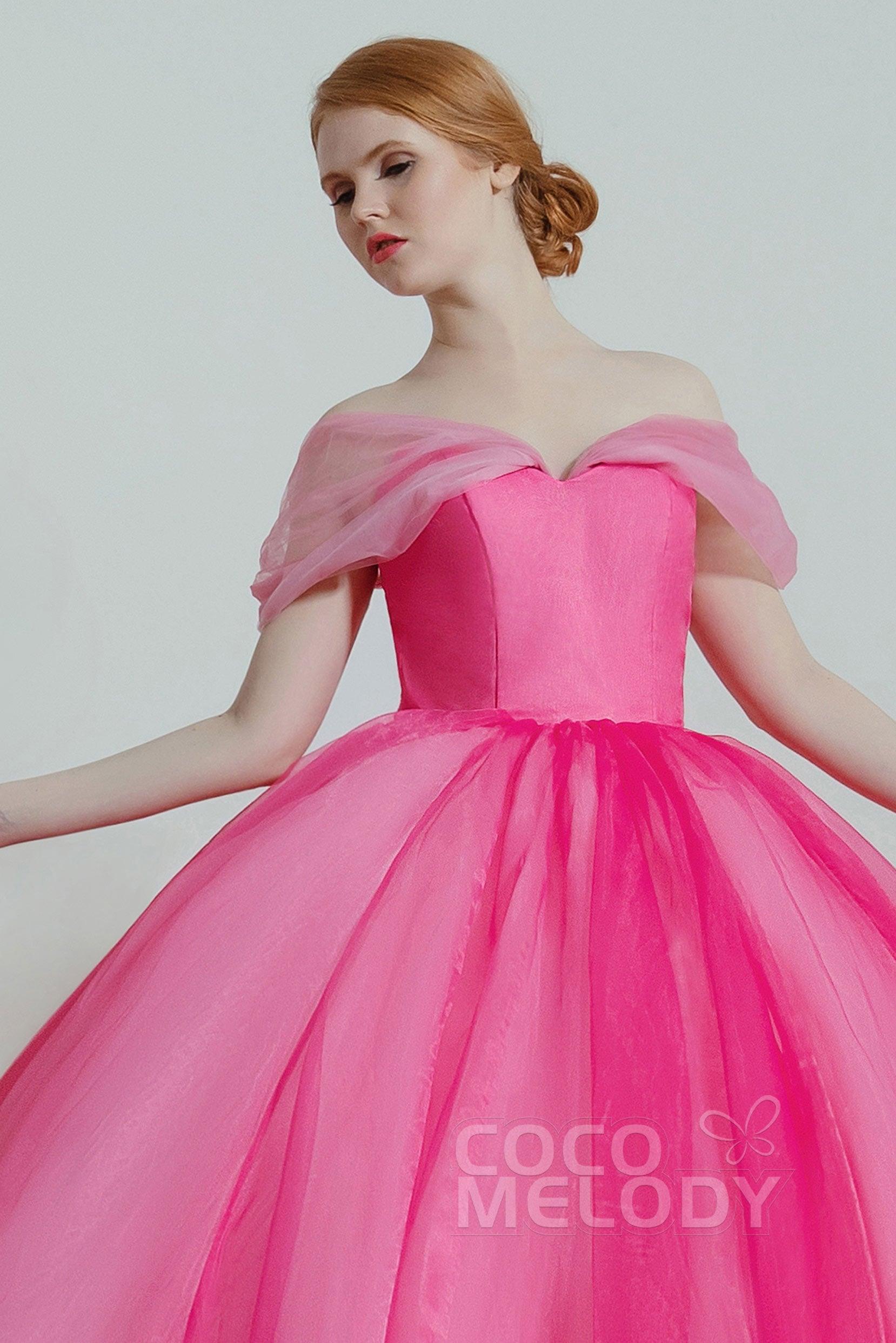 Princess Court Train Organza and Satin Wedding Dress CW2099 - COCOMELODY