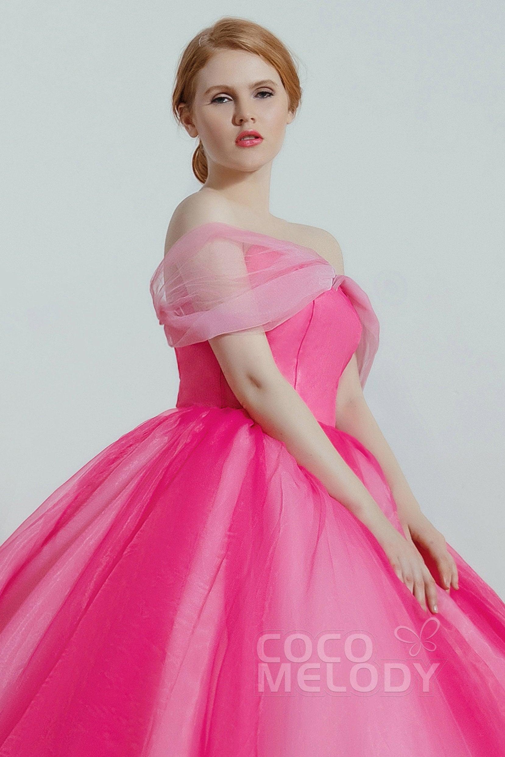 Princess Court Train Organza and Satin Wedding Dress CW2099 - COCOMELODY