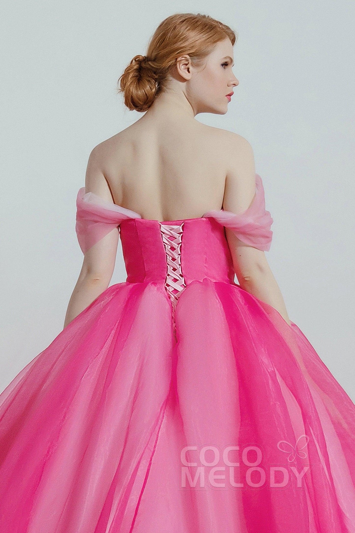 Princess Court Train Organza and Satin Wedding Dress CW2099 - COCOMELODY