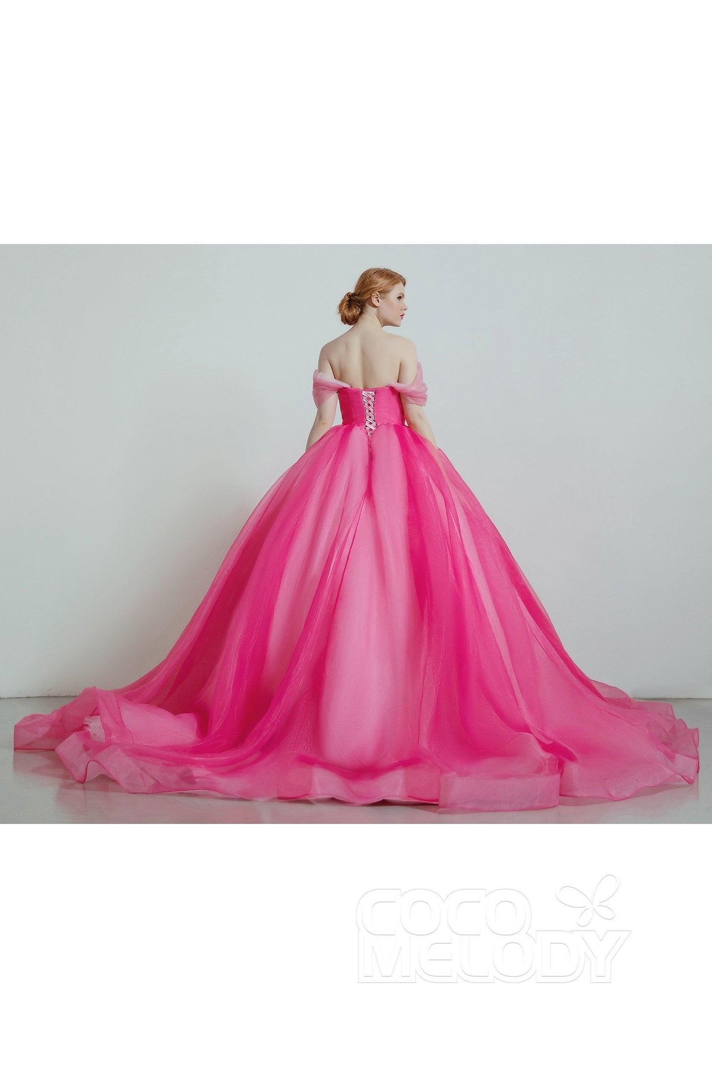 Princess Court Train Organza and Satin Wedding Dress CW2099 - COCOMELODY