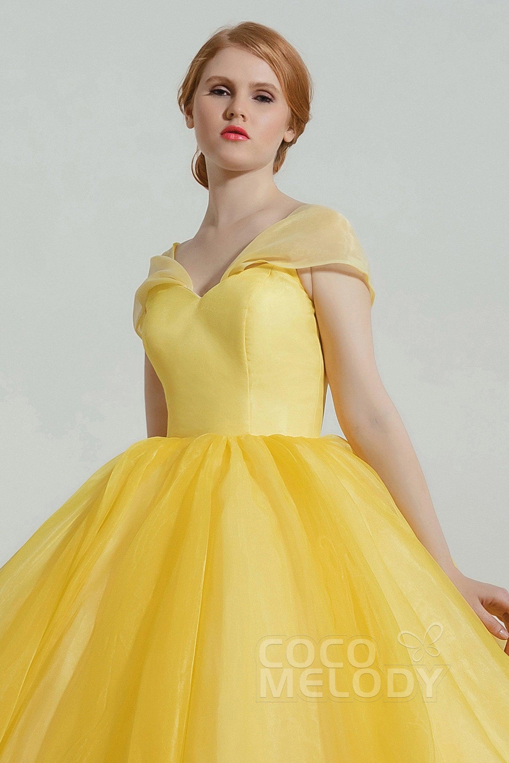 Princess Court Train Organza and Satin Wedding Dress CW2100 - COCOMELODY