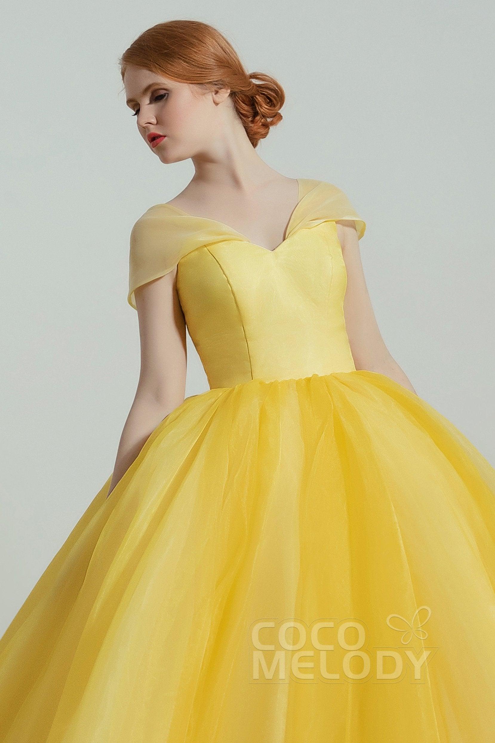 Princess Court Train Organza and Satin Wedding Dress CW2100 - COCOMELODY