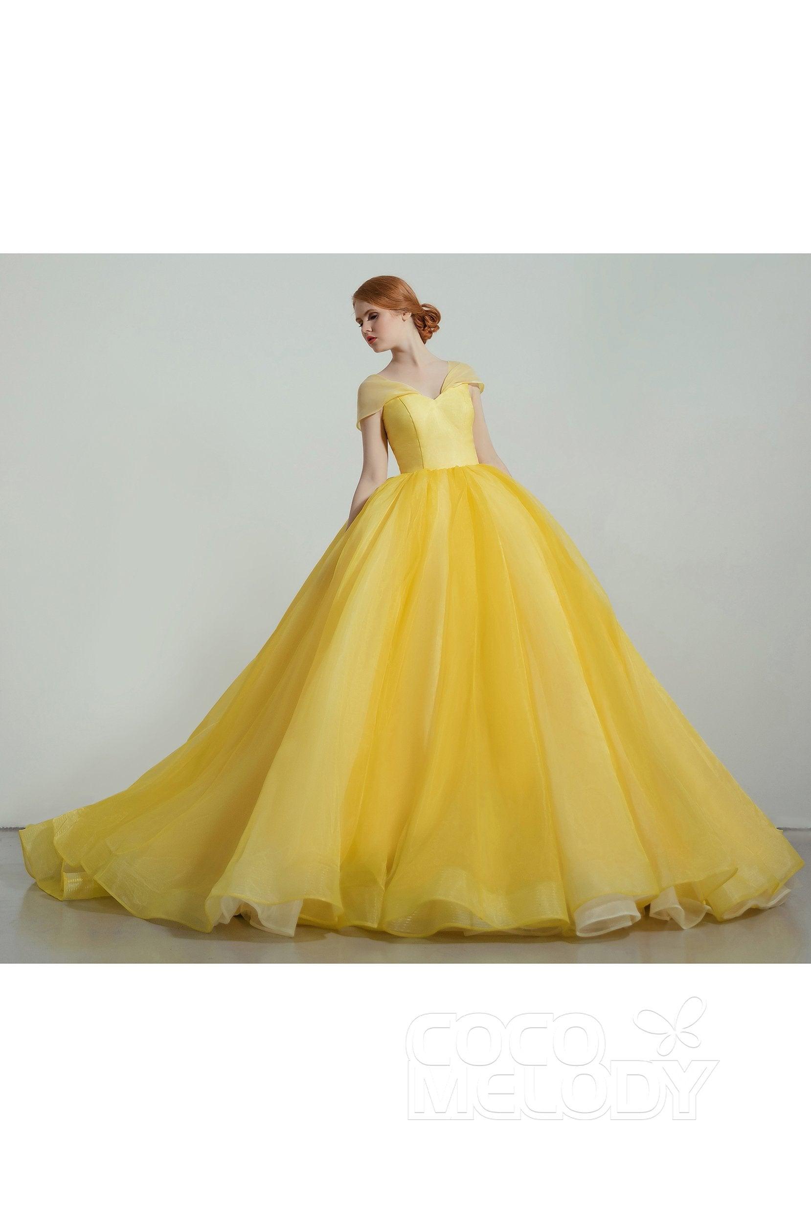 Princess Court Train Organza and Satin Wedding Dress CW2100 - COCOMELODY