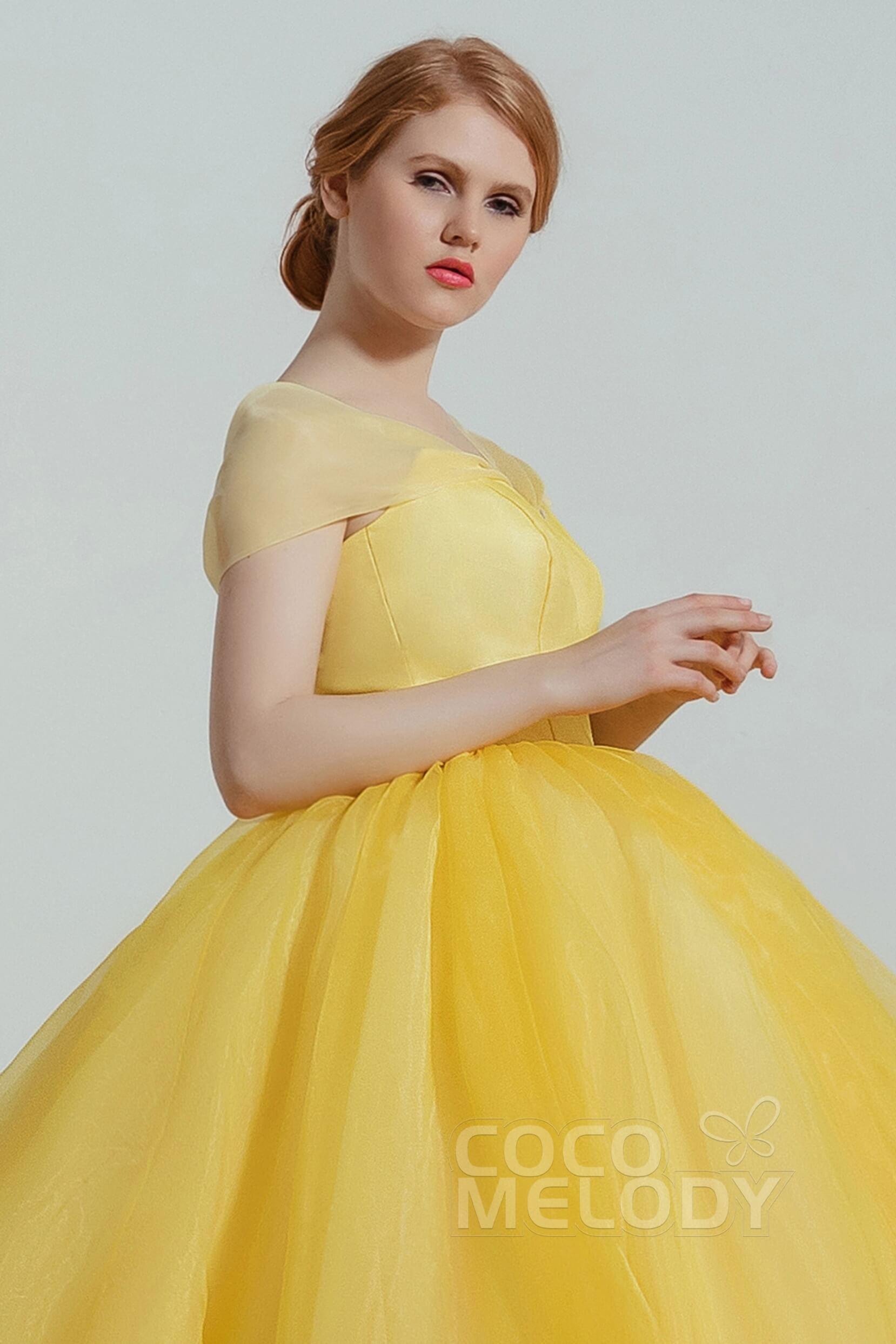 Princess Court Train Organza and Satin Wedding Dress CW2100 - COCOMELODY
