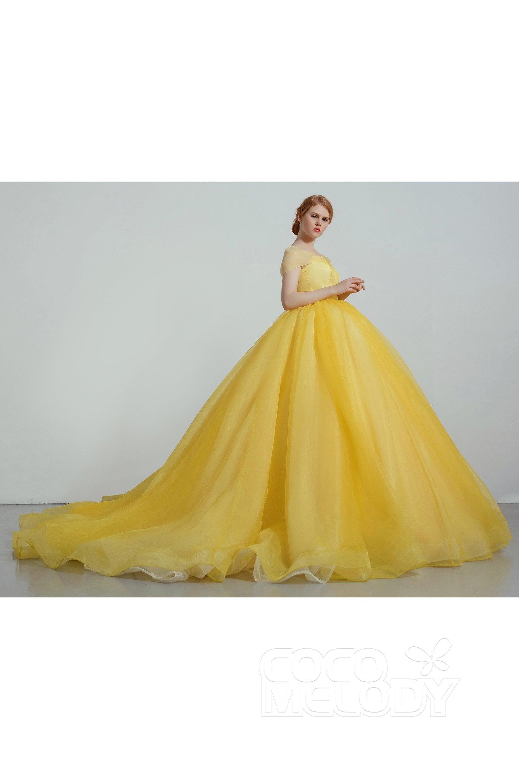 Princess Court Train Organza and Satin Wedding Dress CW2100 - COCOMELODY