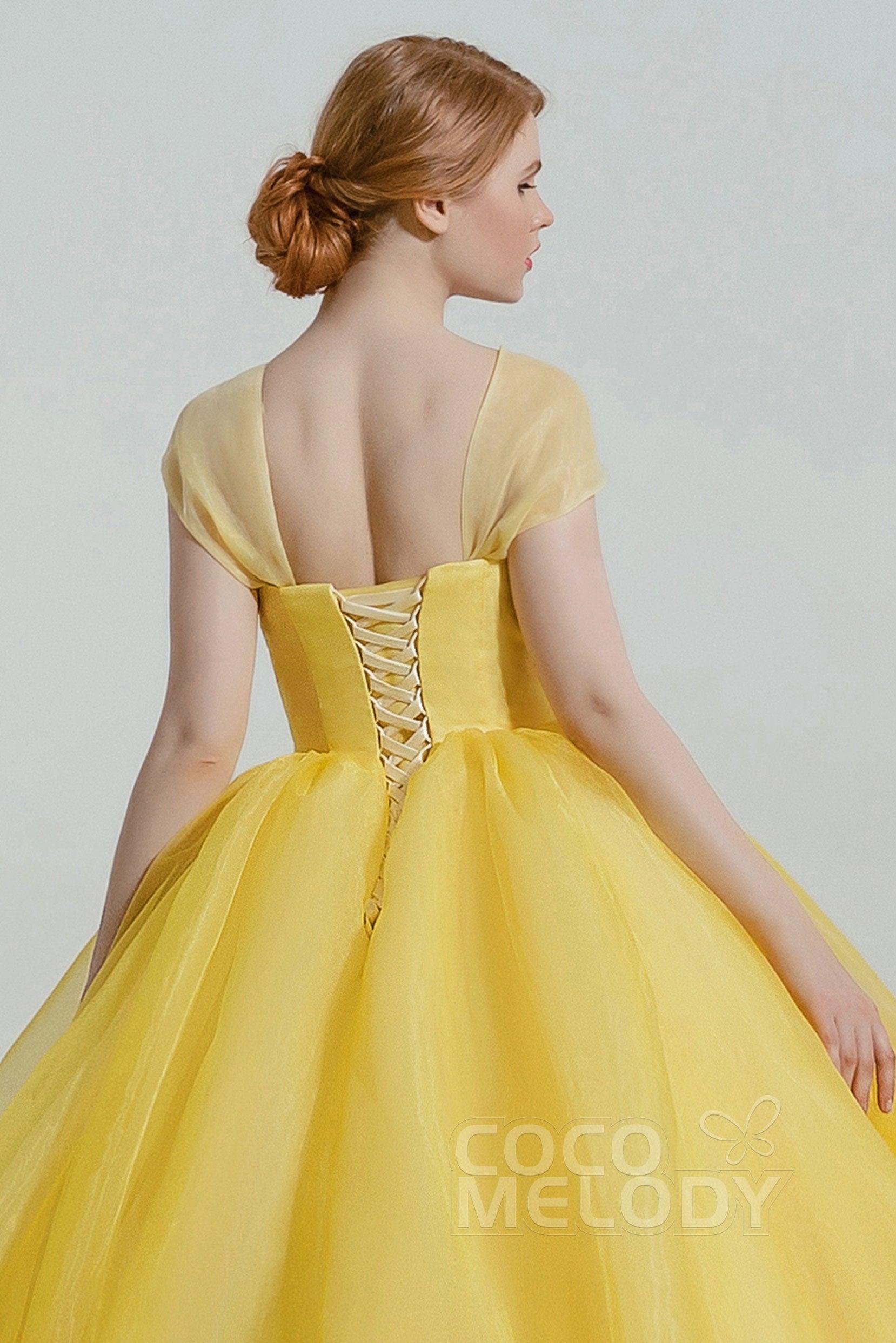 Princess Court Train Organza and Satin Wedding Dress CW2100 - COCOMELODY