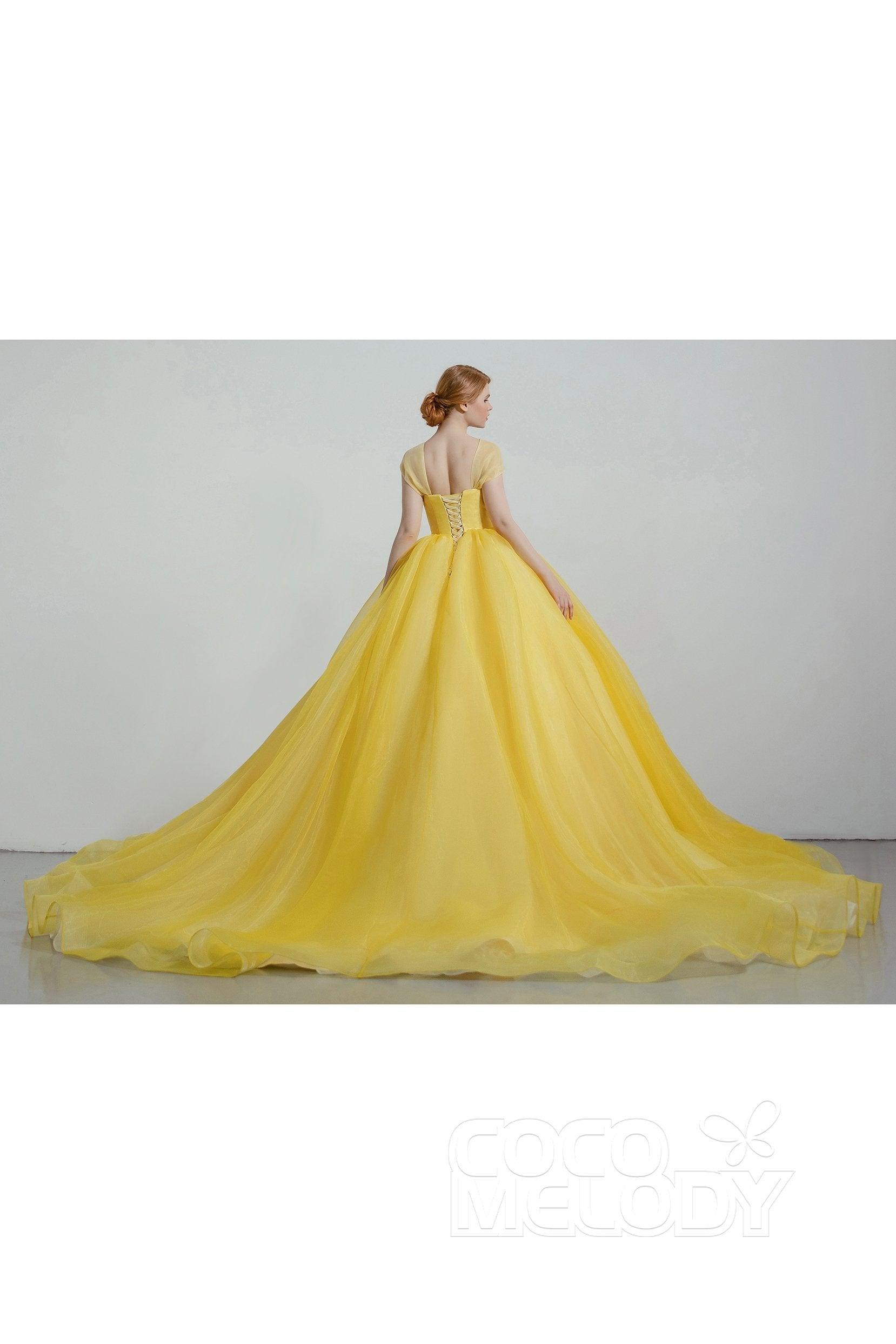 Princess Court Train Organza and Satin Wedding Dress CW2100 - COCOMELODY