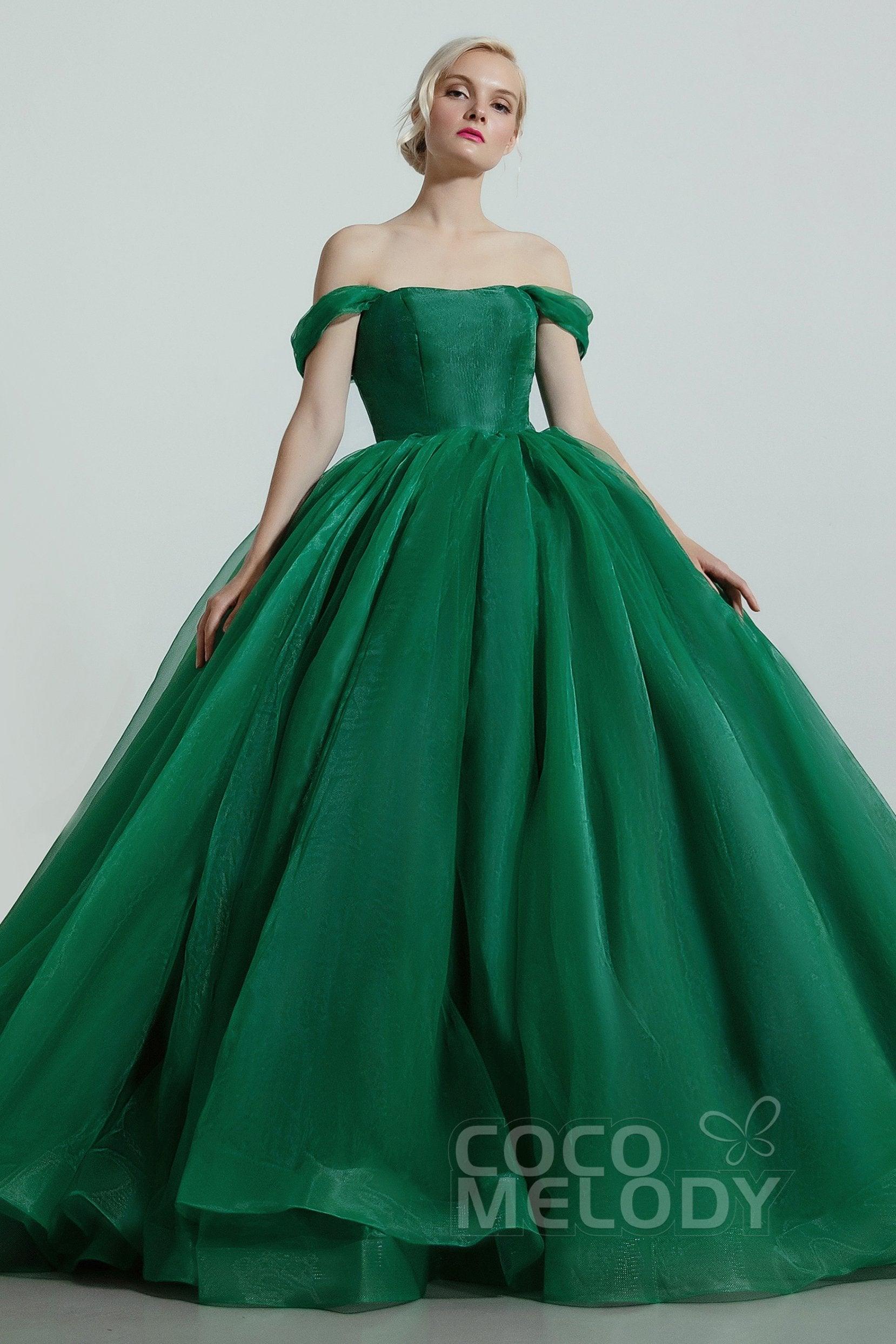 Princess Court Train Organza and Satin Wedding Dress CW2101 - COCOMELODY