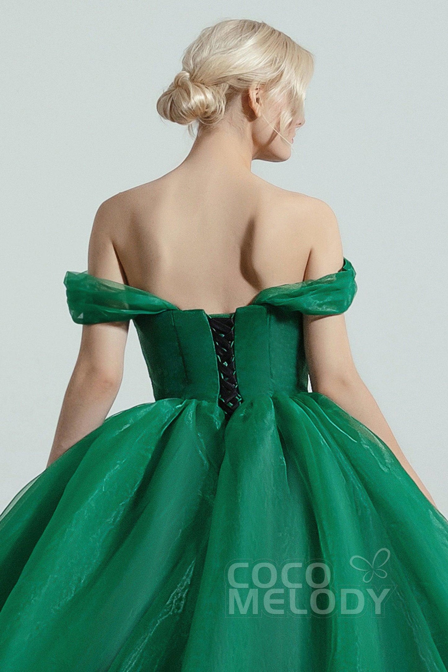 Princess Court Train Organza and Satin Wedding Dress CW2101 - COCOMELODY