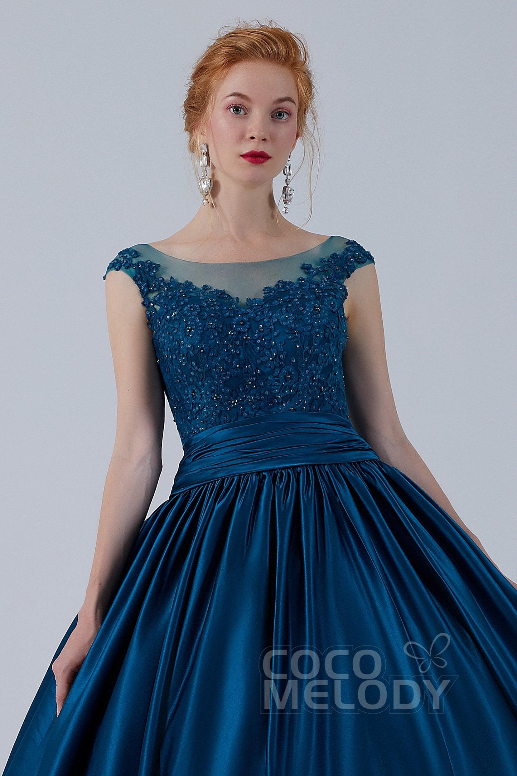 Ball Gown Court Train Satin Wedding Dress CW2106 - COCOMELODY