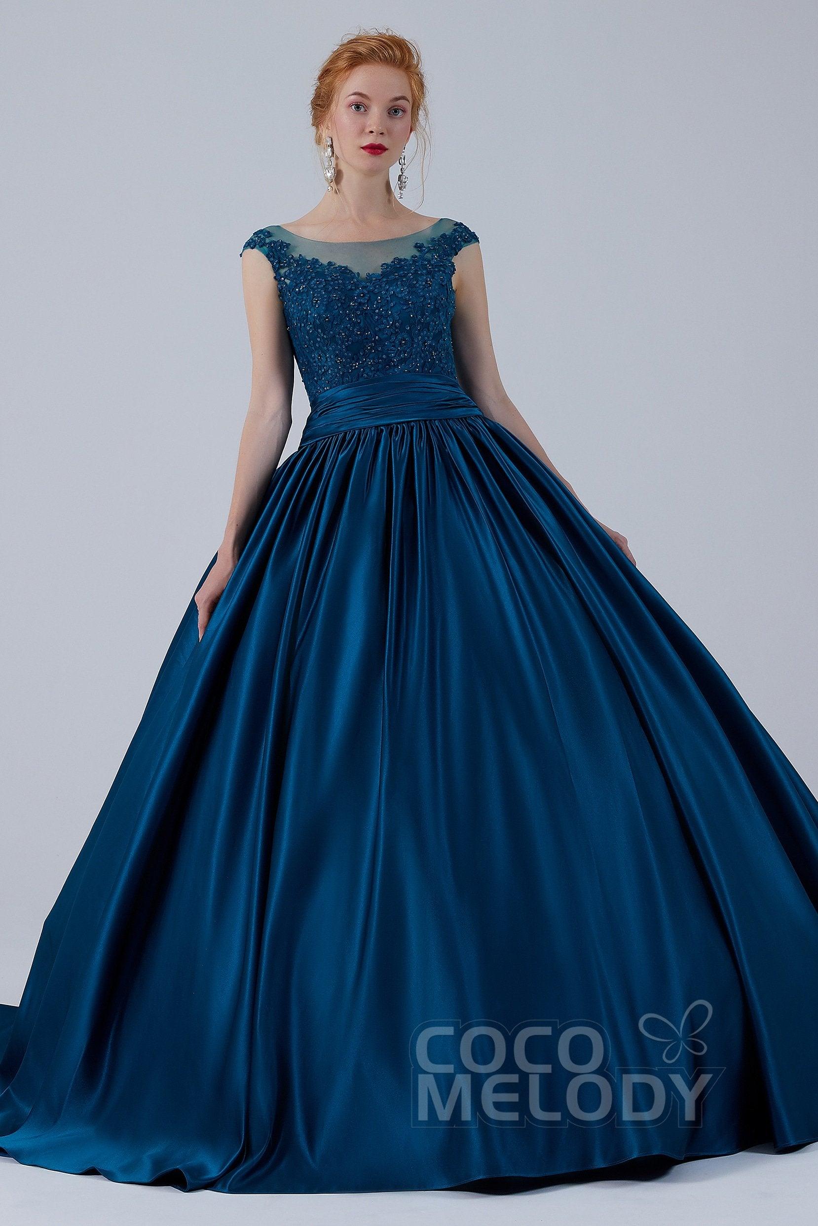 Ball Gown Court Train Satin Wedding Dress CW2106 - COCOMELODY