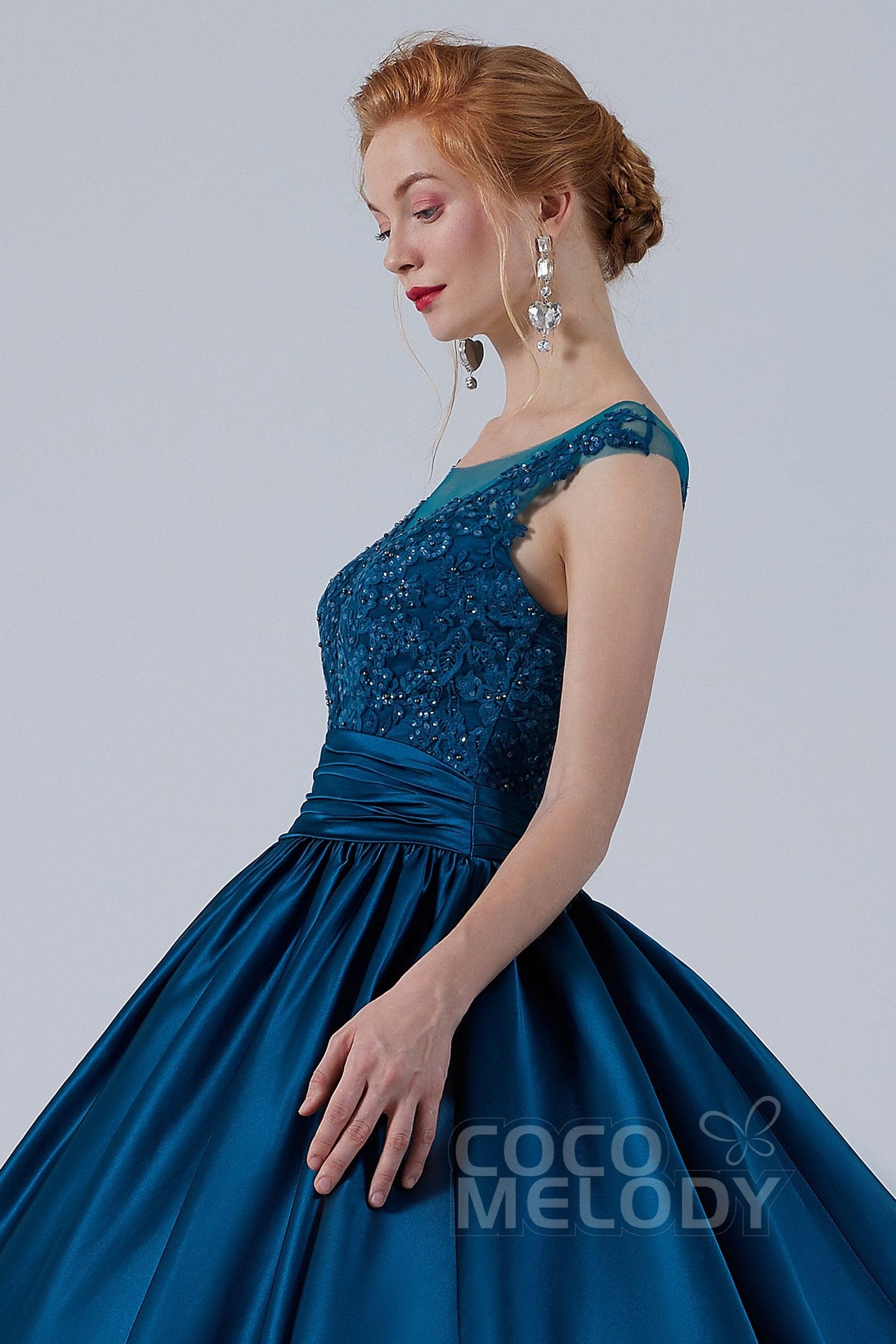 Ball Gown Court Train Satin Wedding Dress CW2106 - COCOMELODY