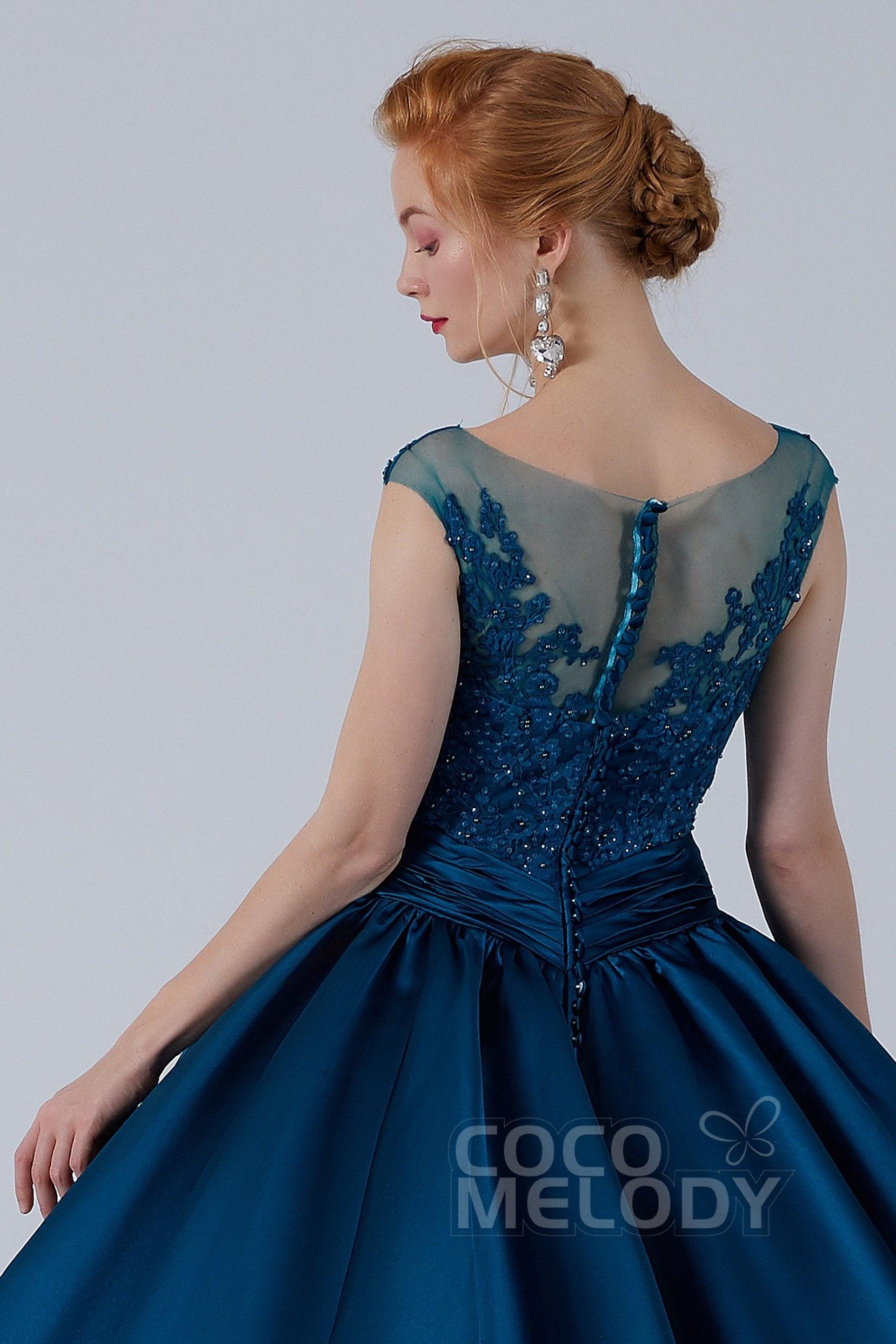 Ball Gown Court Train Satin Wedding Dress CW2106 - COCOMELODY