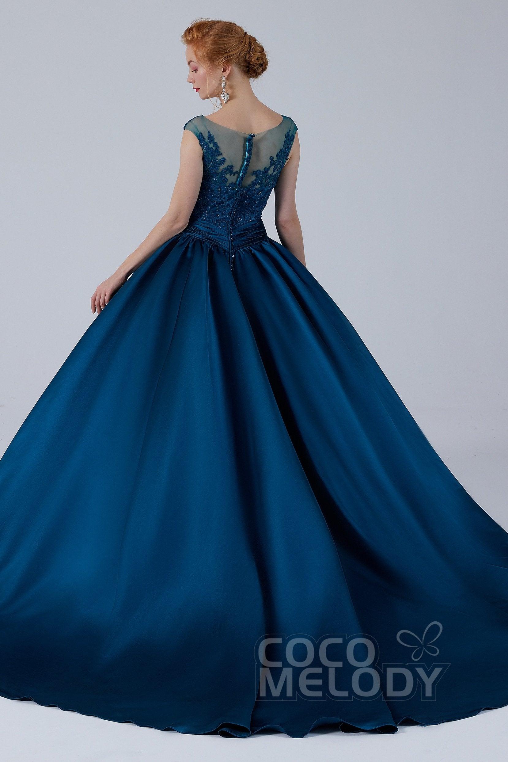 Ball Gown Court Train Satin Wedding Dress CW2106 - COCOMELODY