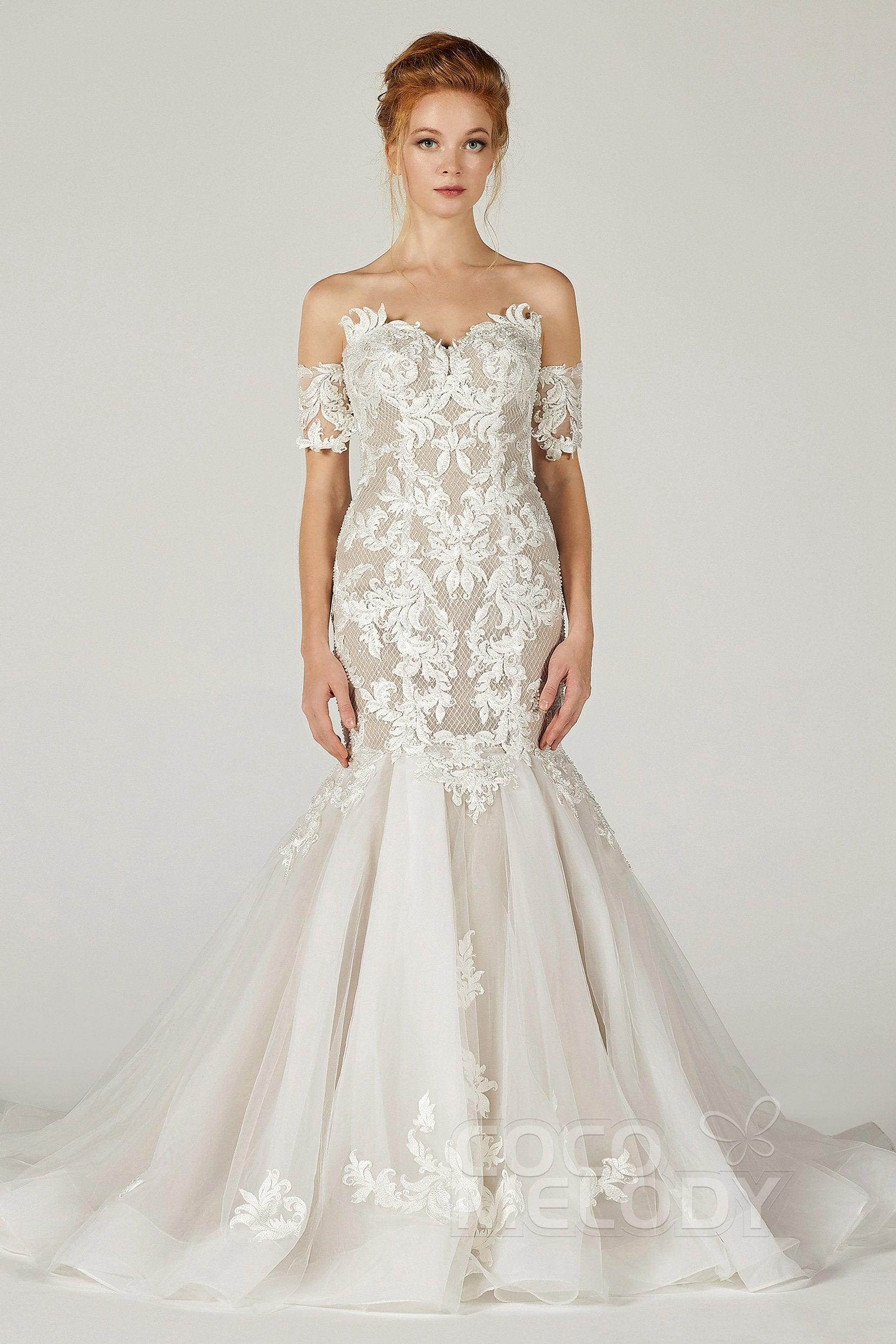 Trumpet-Mermaid Court Train Tulle Wedding Dress CW2121 - COCOMELODY