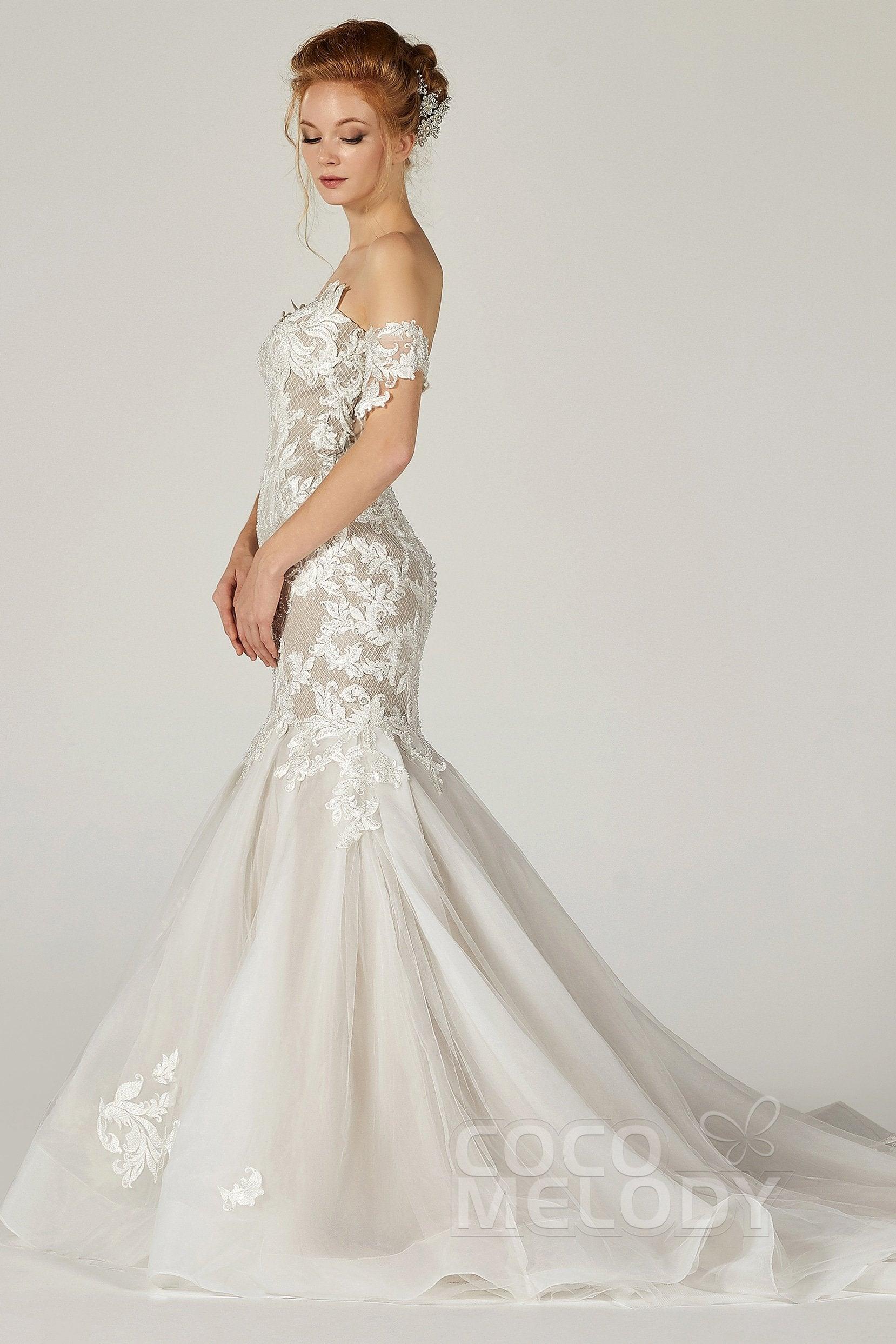 Trumpet-Mermaid Court Train Tulle Wedding Dress CW2121 - COCOMELODY