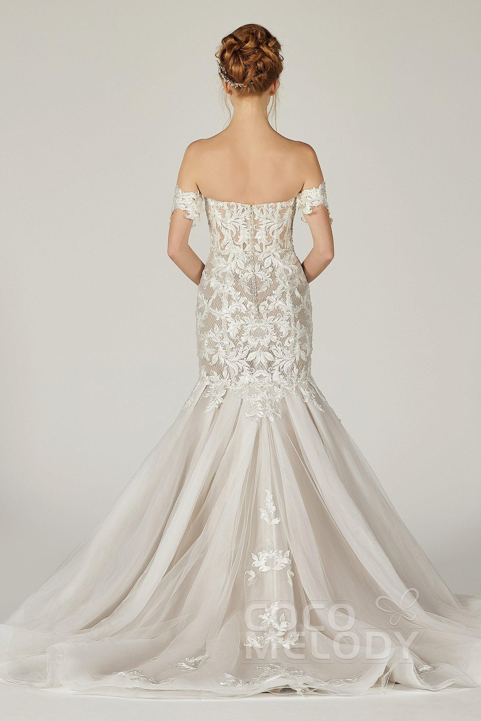 Trumpet-Mermaid Court Train Tulle Wedding Dress CW2121 - COCOMELODY