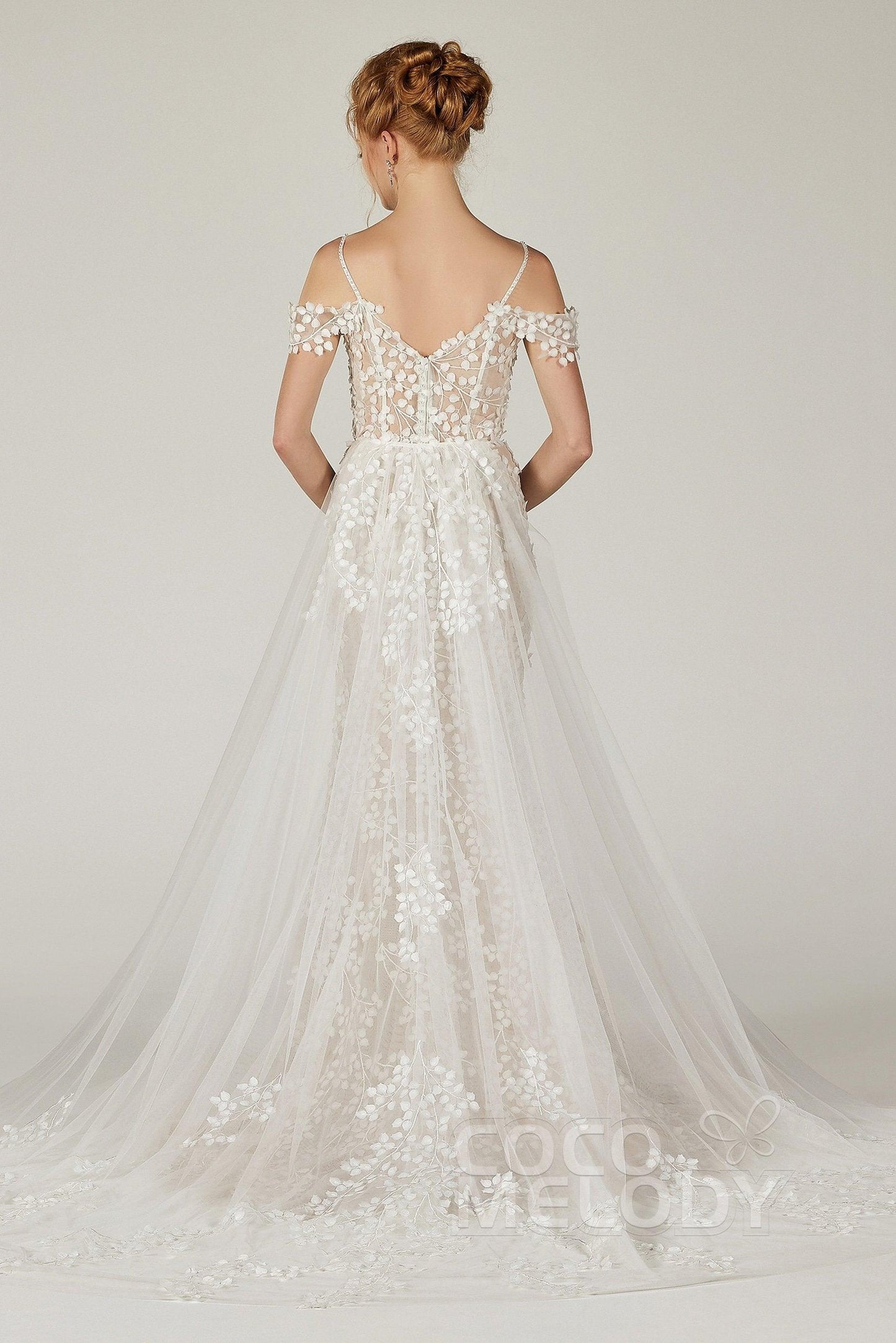 Sheath Court Train Tulle Knitted Fabric Wedding Dress CW2130 - COCOMELODY