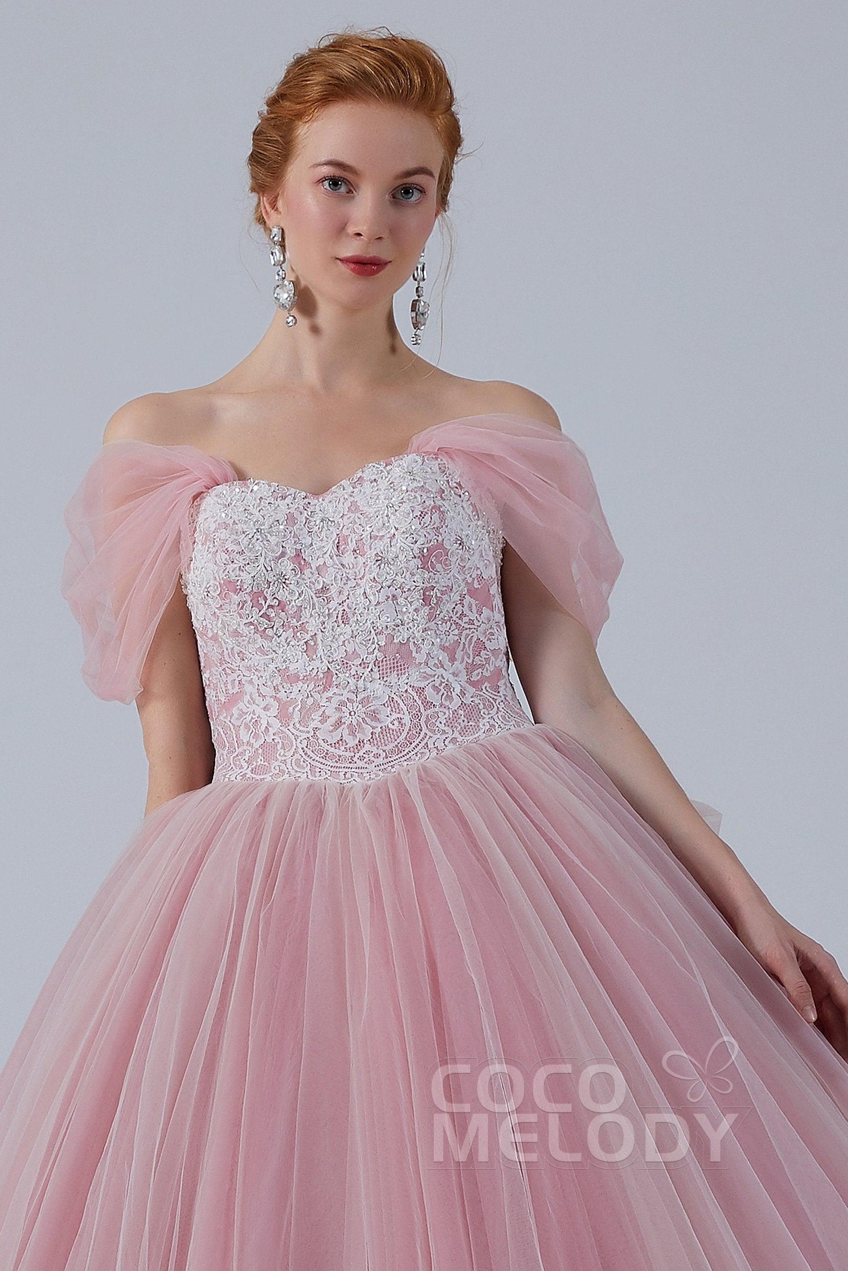 Ball Gown Court Train Tulle Wedding Dress CW2155 - COCOMELODY