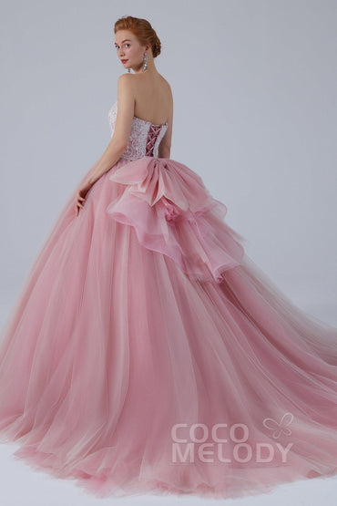 Ball Gown Court Train Tulle Wedding Dress CW2155 - COCOMELODY