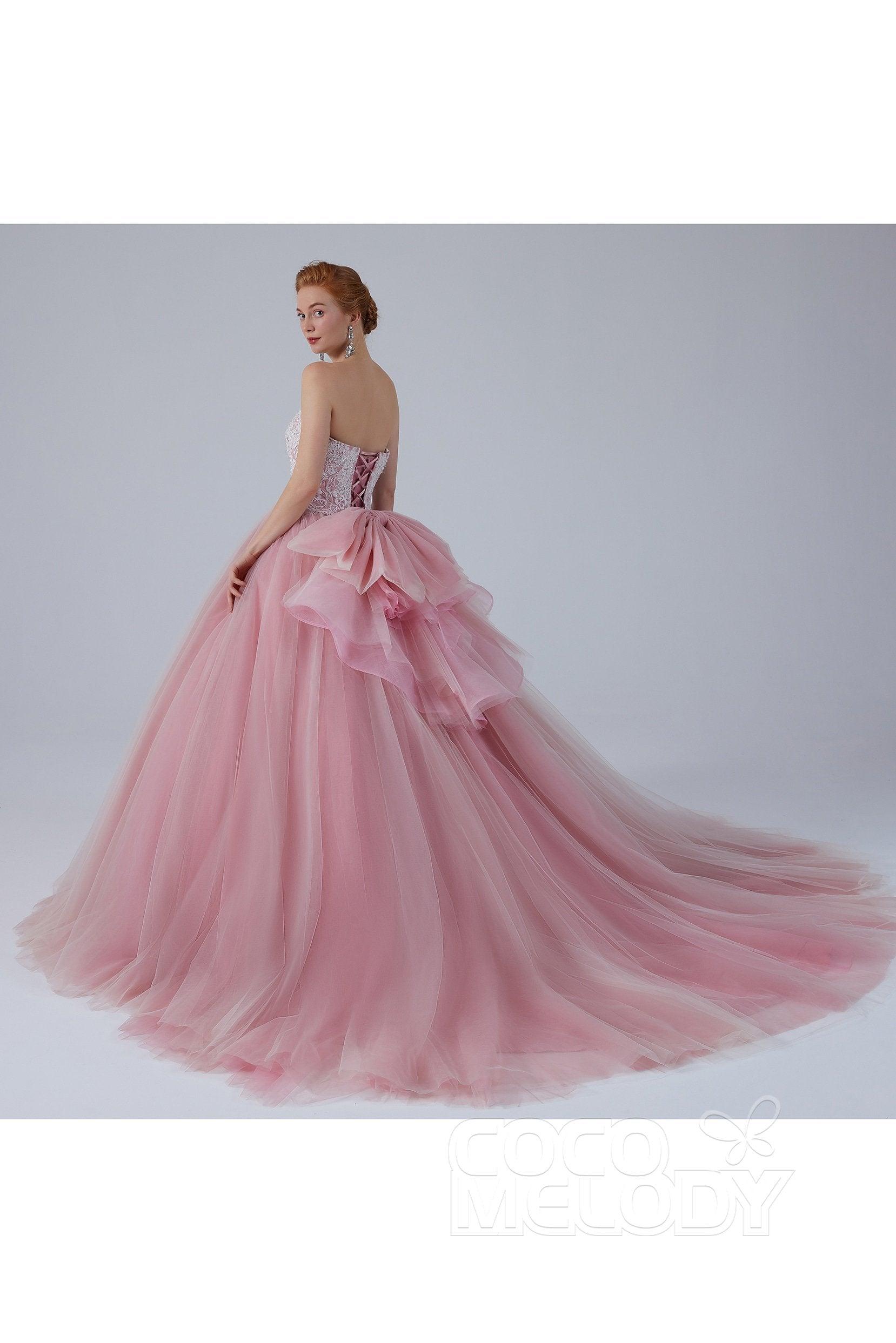 Ball Gown Court Train Tulle Wedding Dress CW2155 - COCOMELODY
