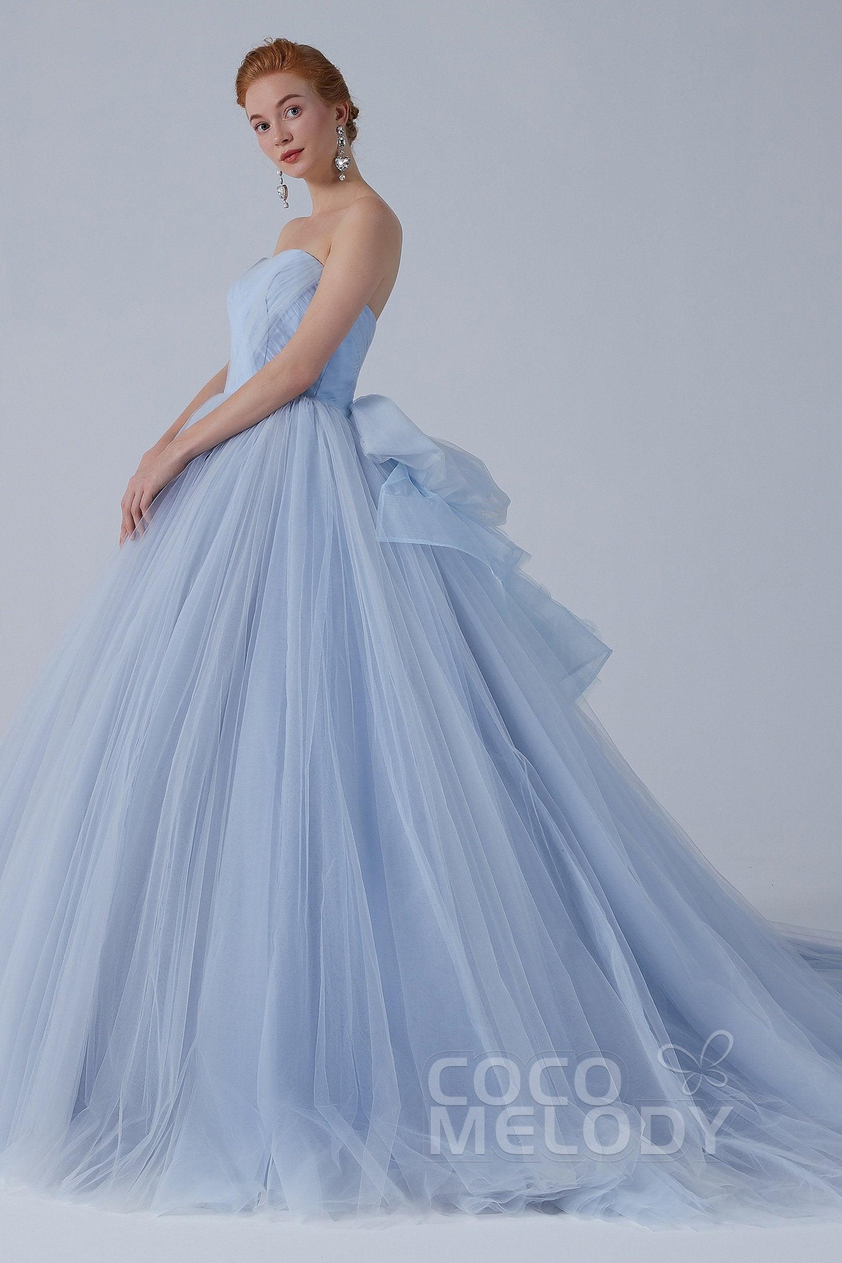 Ball Gown Court Train Tulle Wedding Dress CW2156 - COCOMELODY